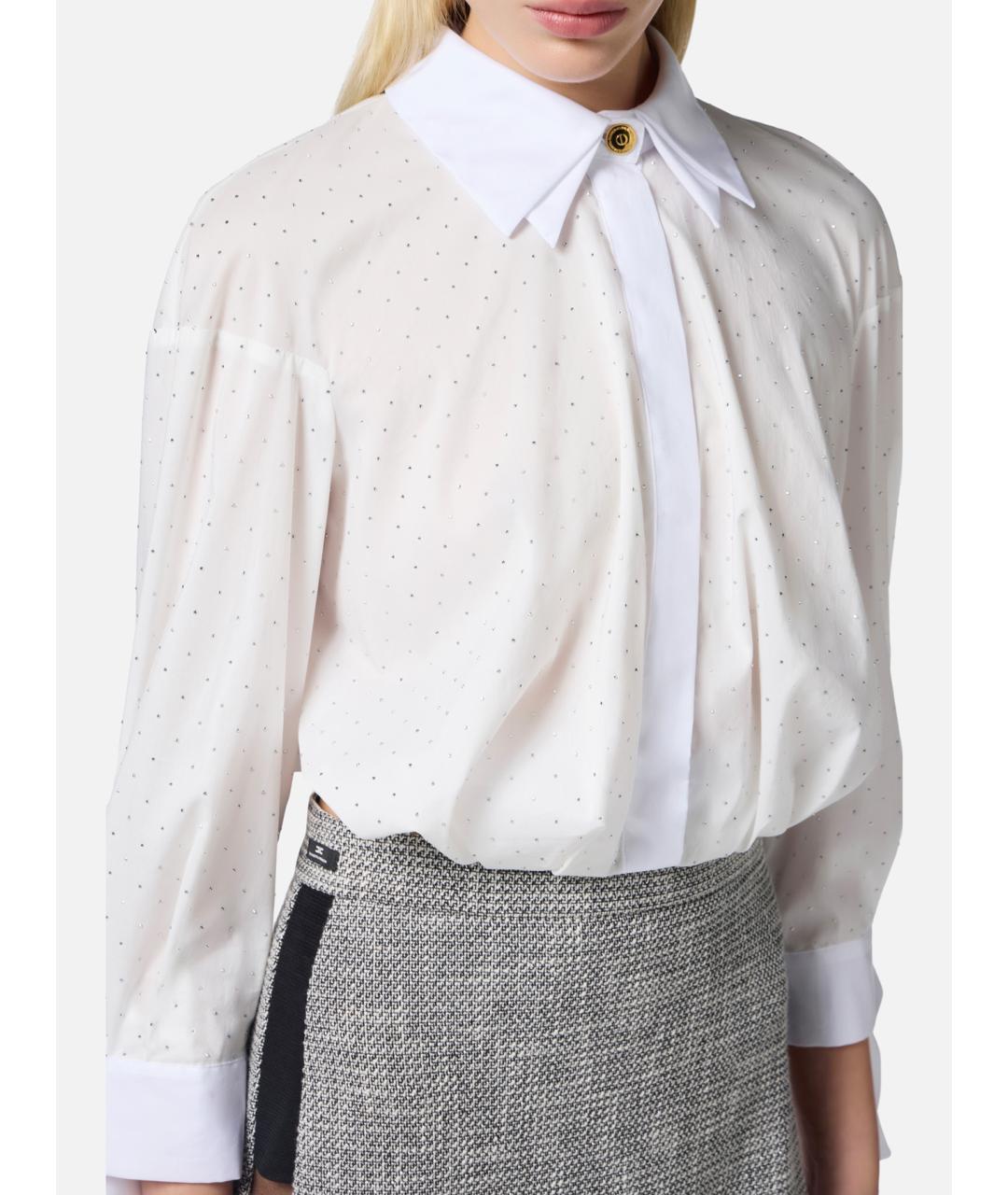 ELISABETTA FRANCHI Белая хлопковая рубашка, фото 3