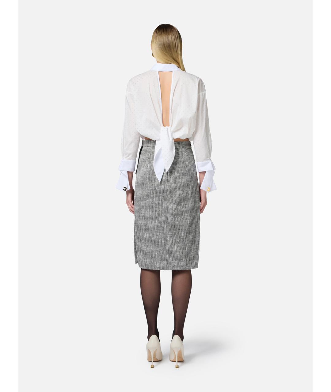 ELISABETTA FRANCHI Белая хлопковая рубашка, фото 5