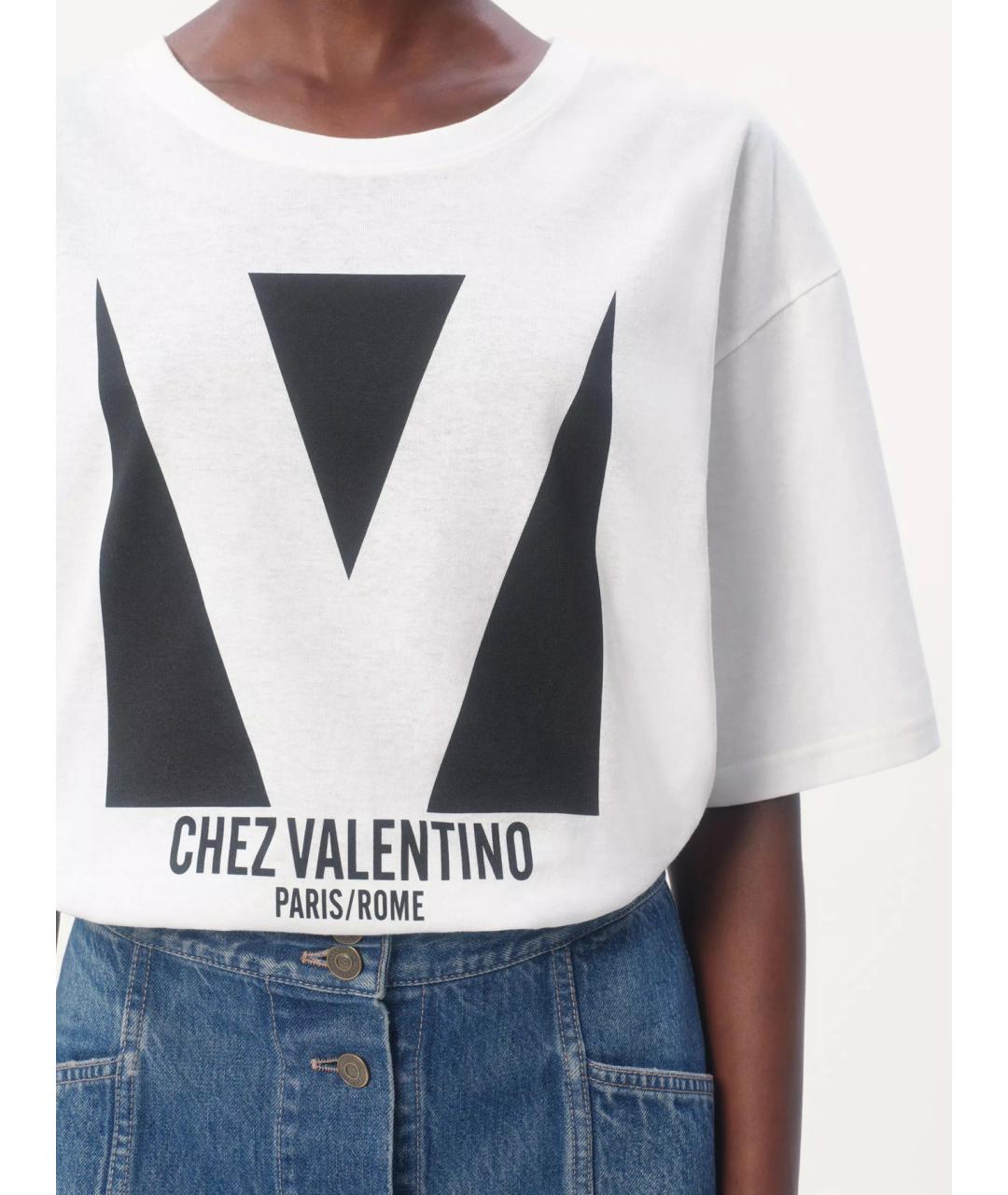 VALENTINO Белая хлопковая футболка, фото 2