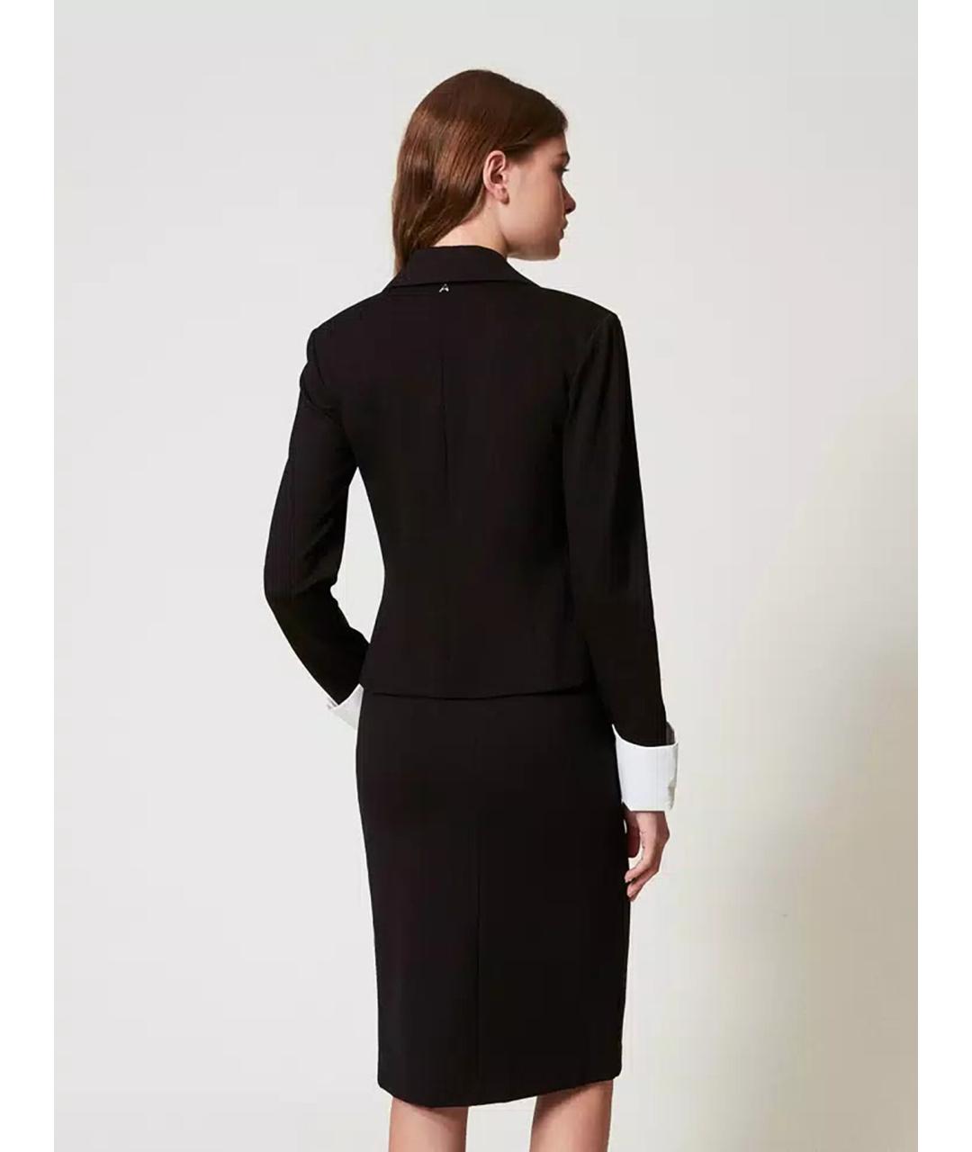 TWIN-SET Черная вискозная юбка миди, фото 4