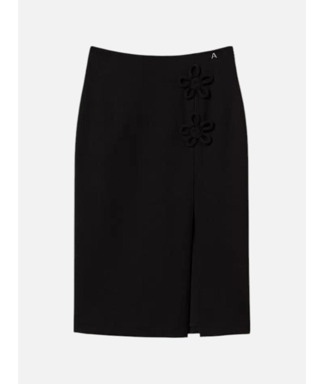 TWIN-SET Черная вискозная юбка миди, фото 1