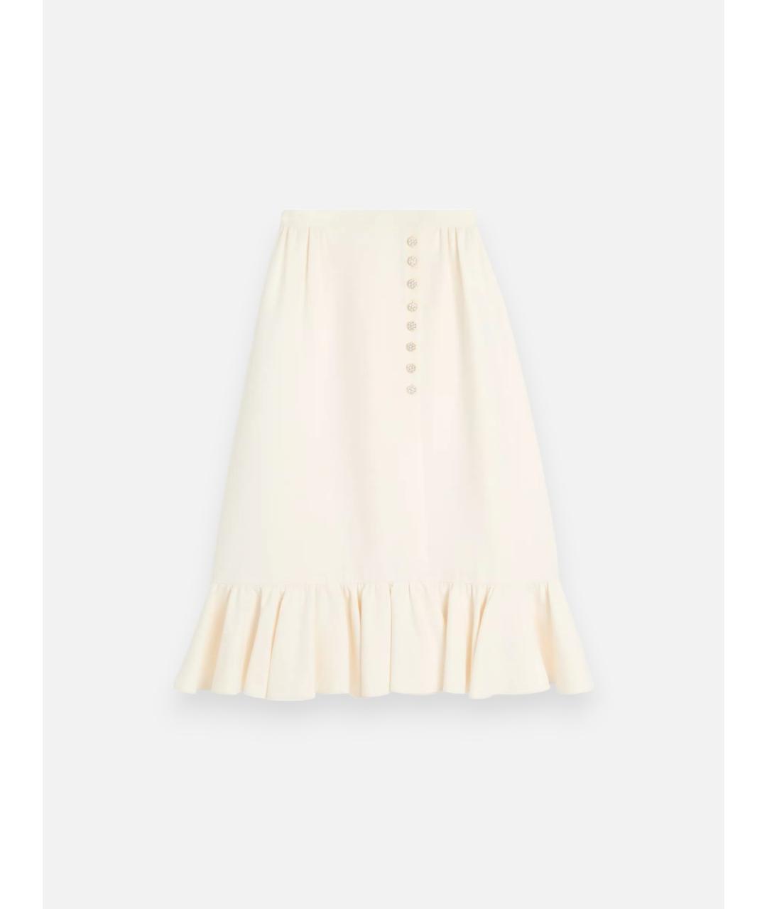 VALENTINO Белая шерстяная юбка миди, фото 5