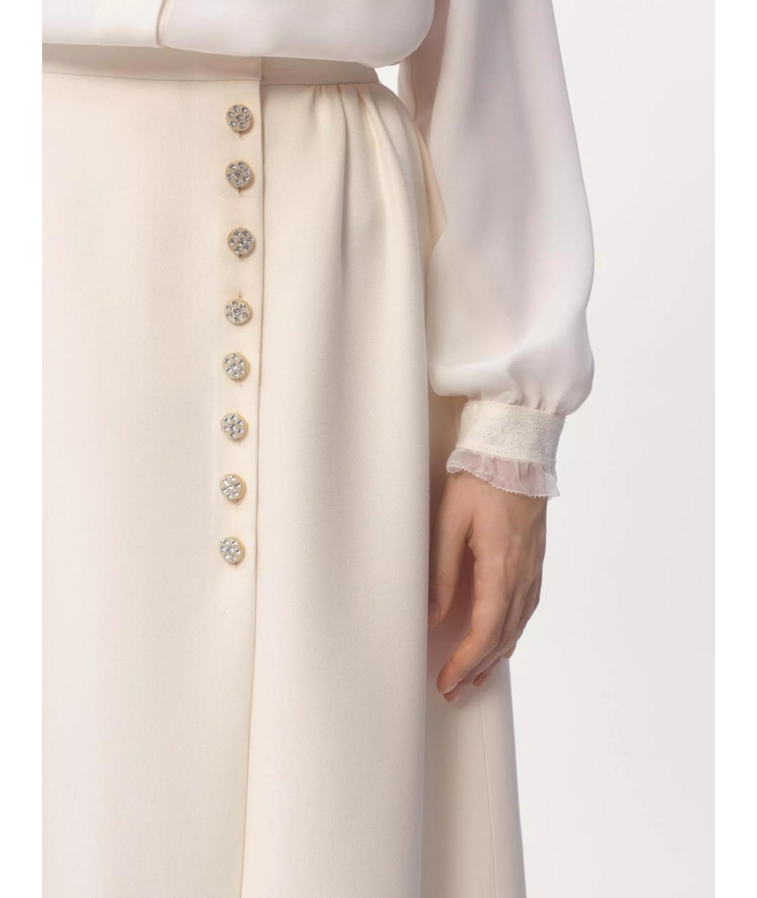 VALENTINO Белая шерстяная юбка миди, фото 3