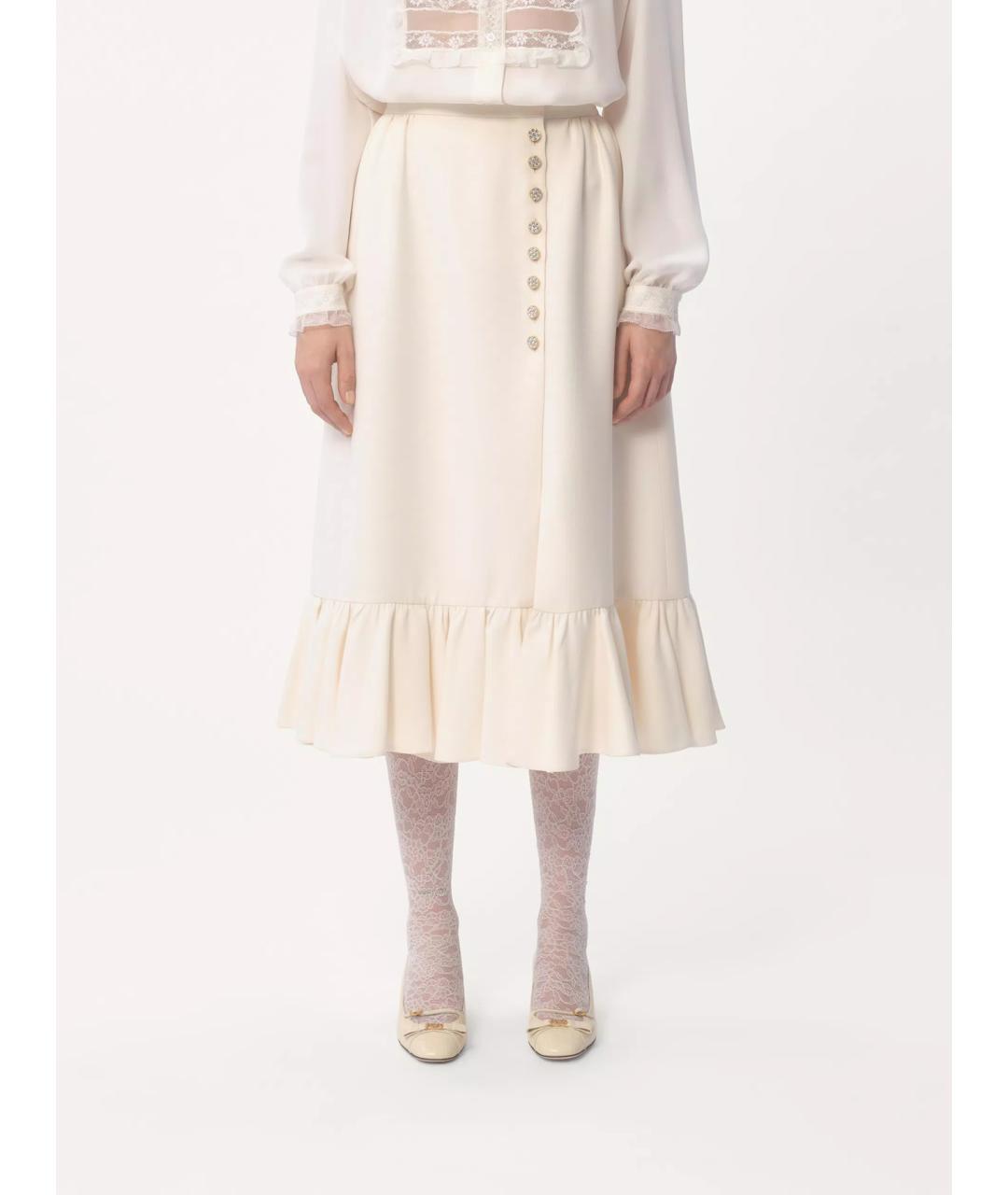 VALENTINO Белая шерстяная юбка миди, фото 2