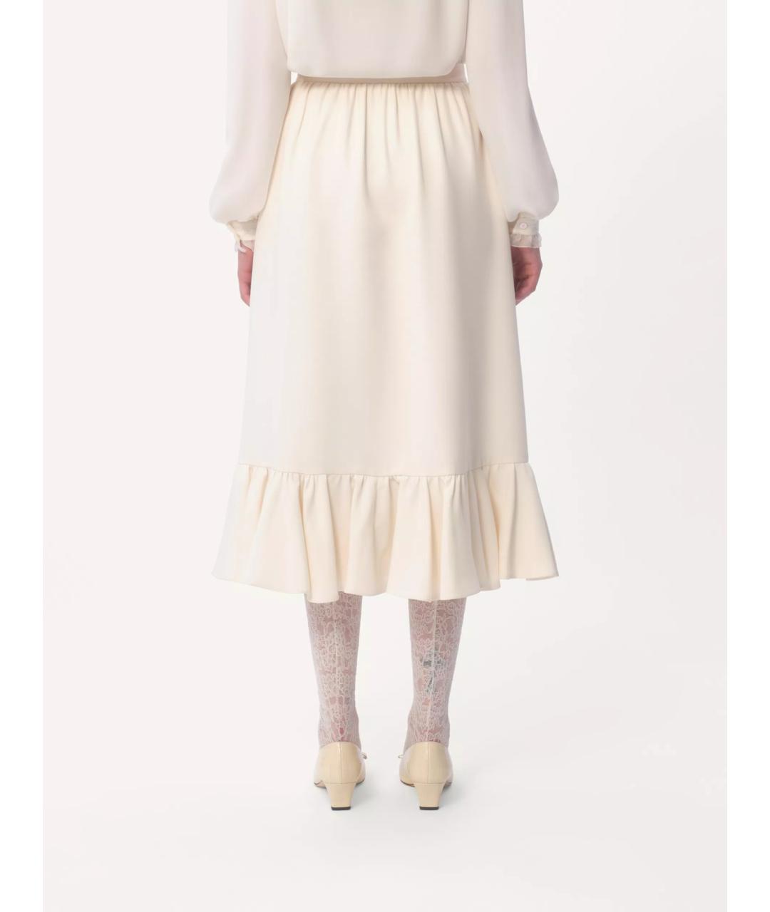VALENTINO Белая шерстяная юбка миди, фото 4