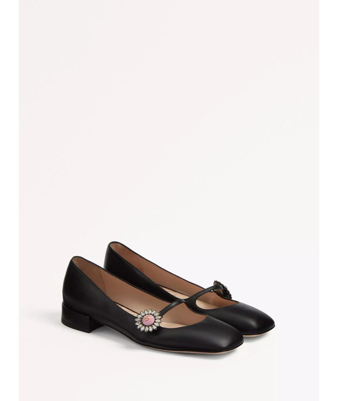 VALENTINO Черные кожаные балетки, фото 2