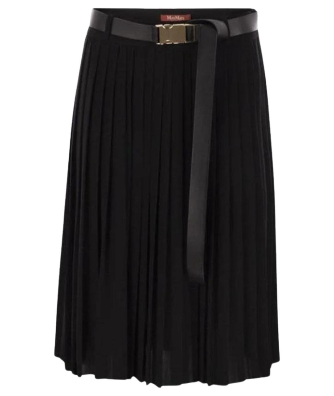 MAX MARA STUDIO Черная ацетатная юбка миди, фото 1