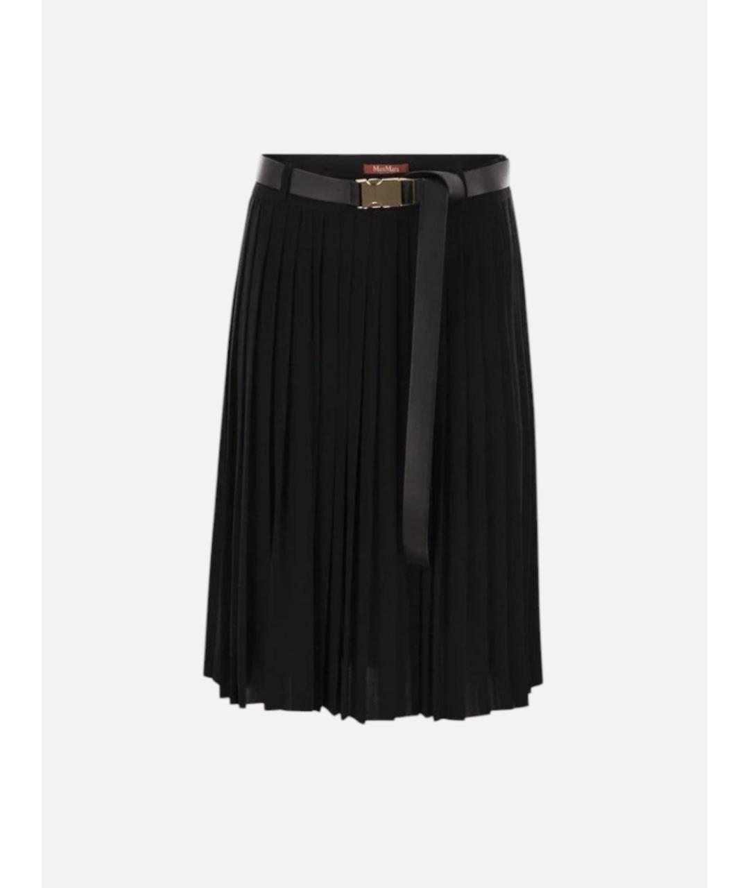 MAX MARA STUDIO Черная ацетатная юбка миди, фото 5