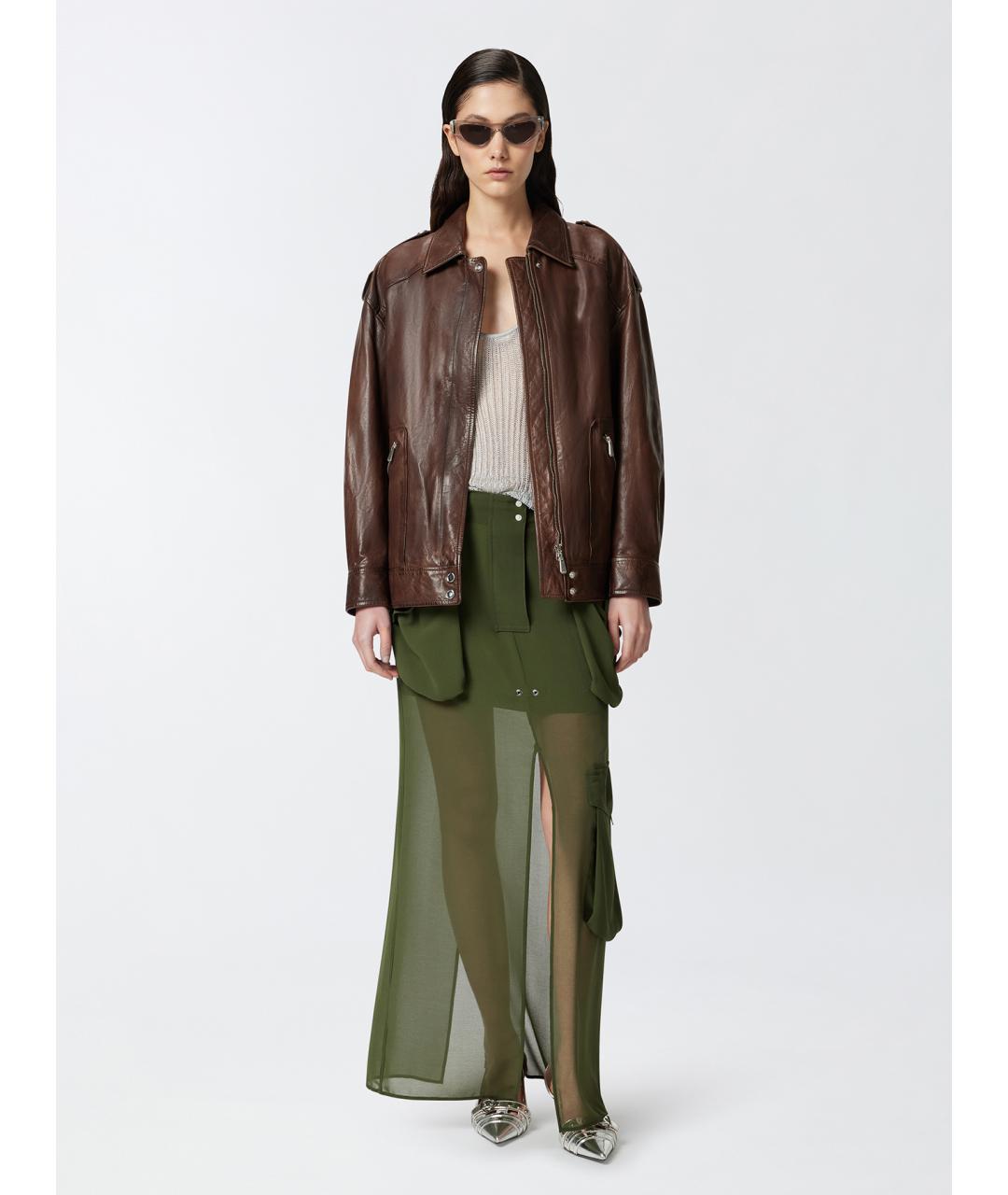 PINKO Зеленая полиэстеровая юбка миди, фото 2