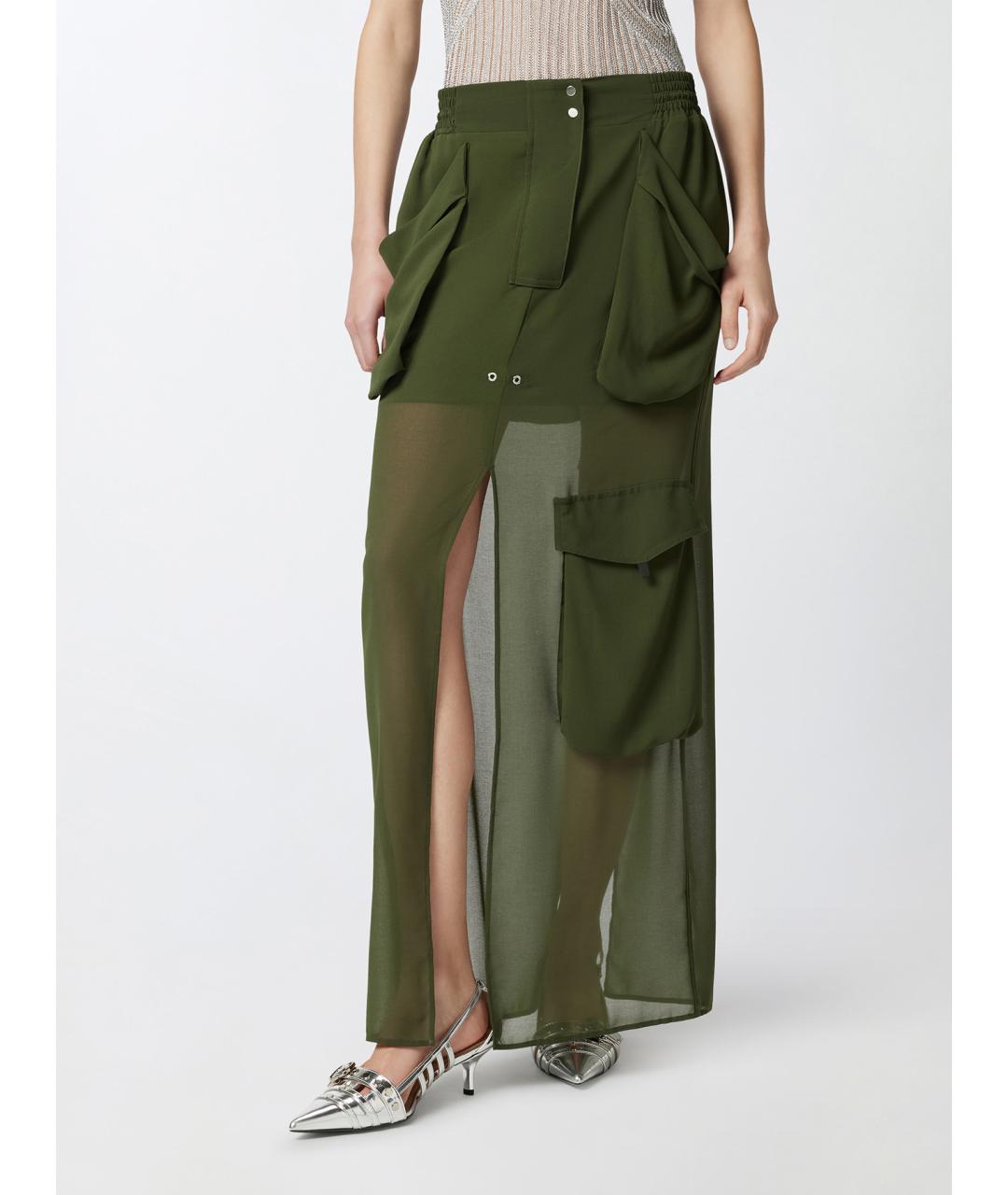 PINKO Зеленая полиэстеровая юбка миди, фото 3