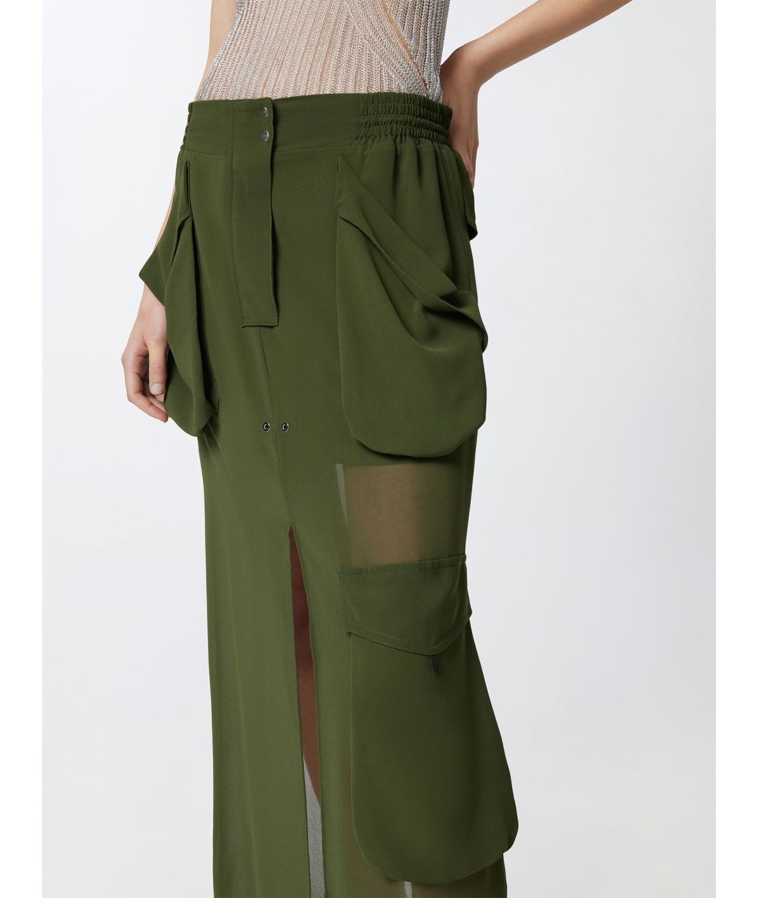 PINKO Зеленая полиэстеровая юбка миди, фото 5