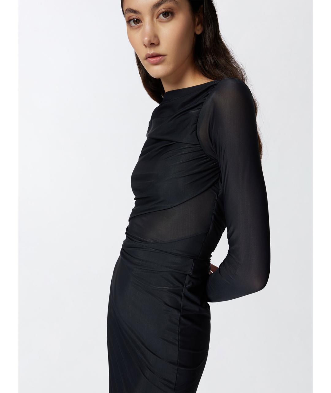 PINKO Черное полиамидовое коктейльное платье, фото 5