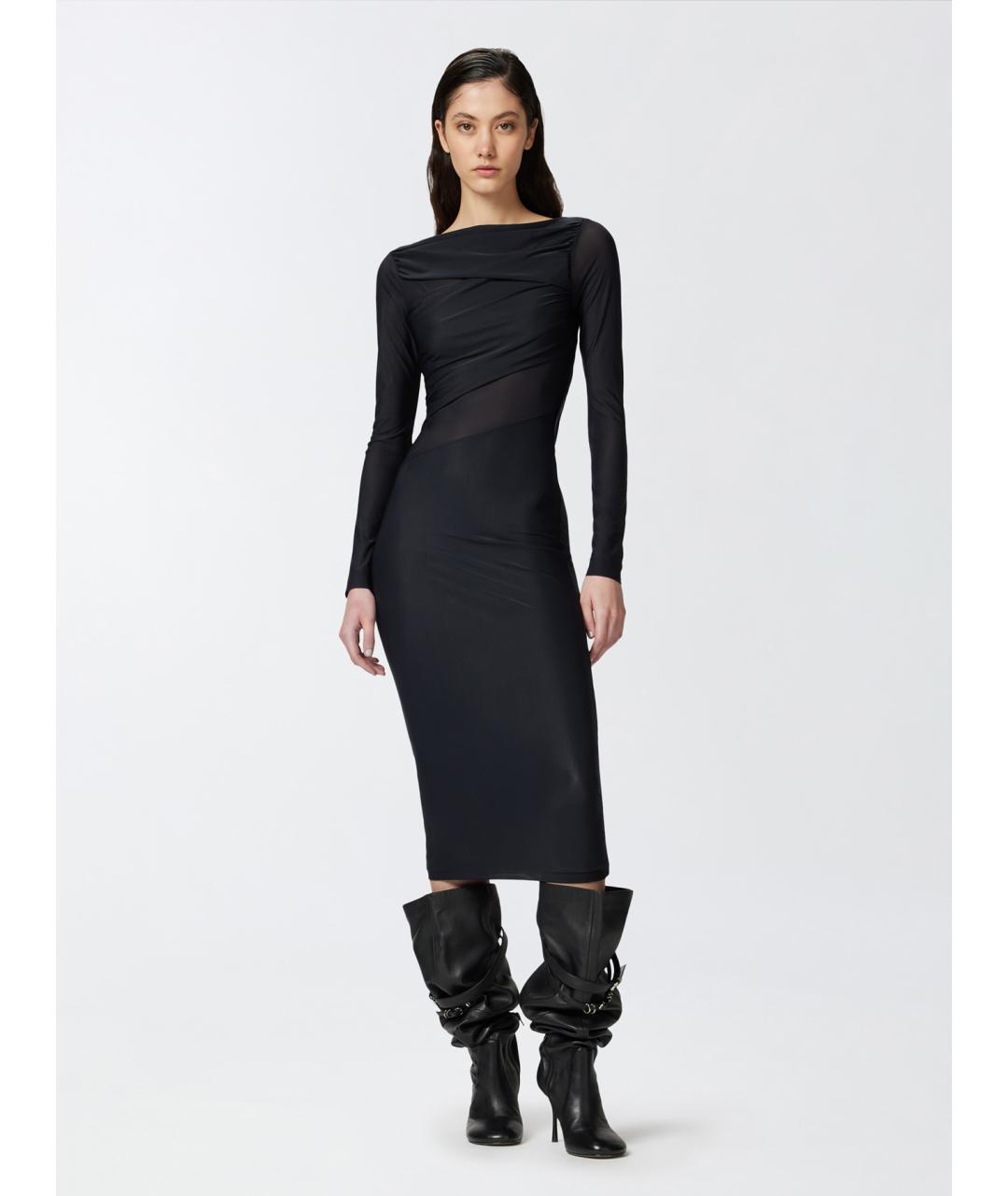 PINKO Черное полиамидовое коктейльное платье, фото 3