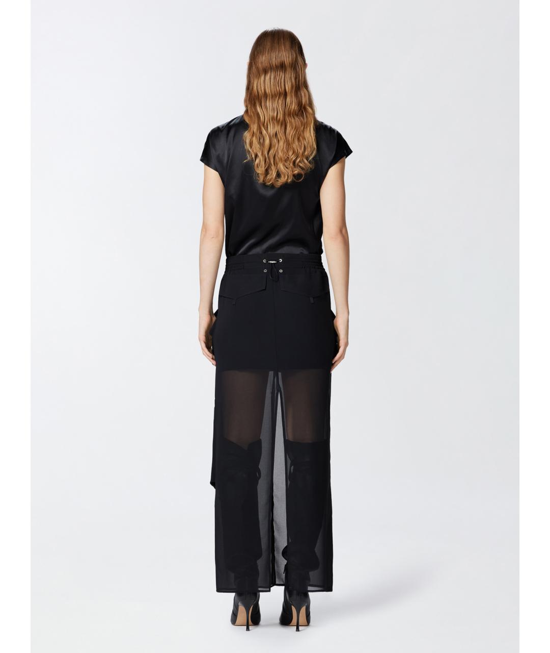 PINKO Черная полиэстеровая юбка миди, фото 4