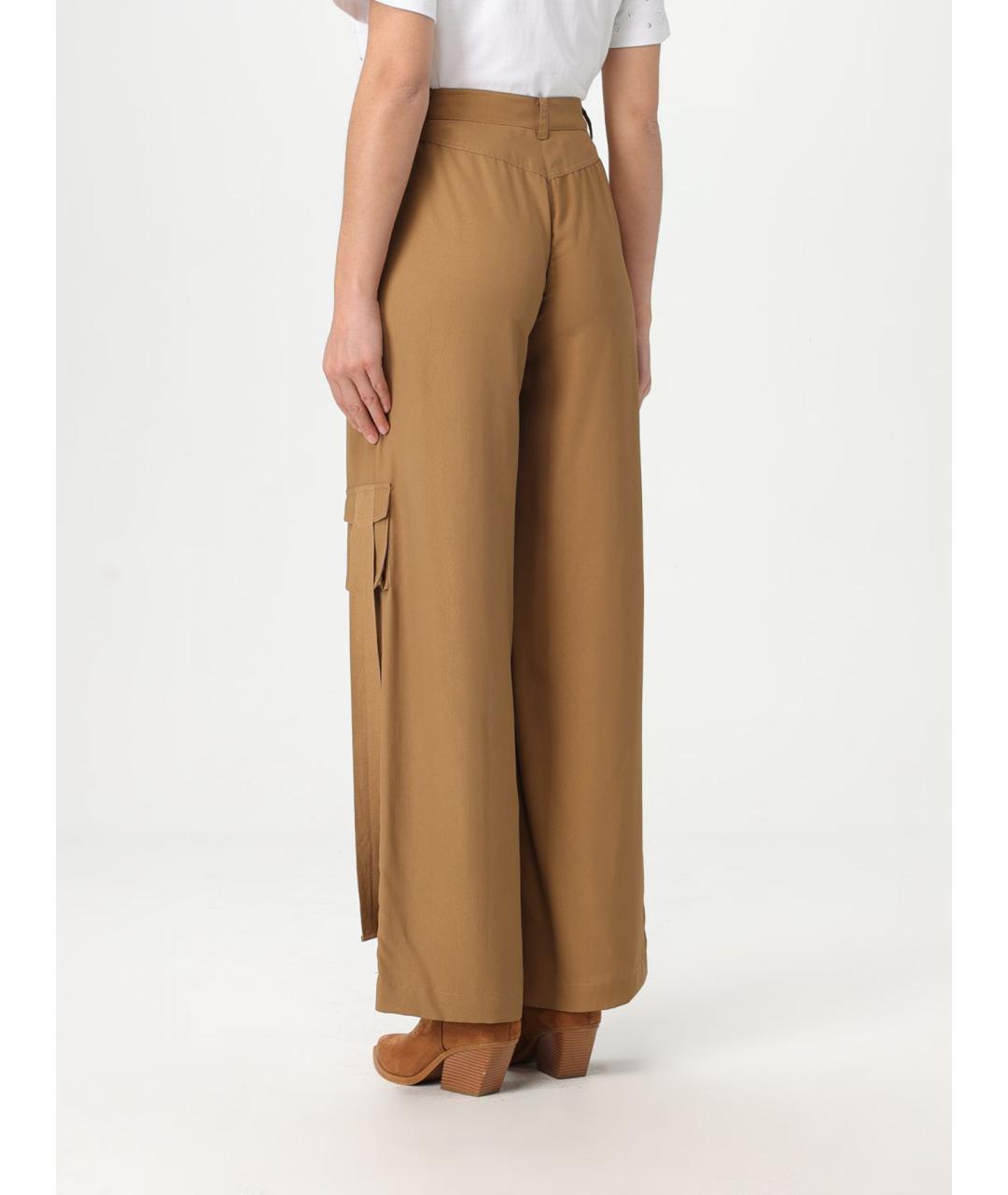 TWIN-SET Коричневые полиэстеровые брюки широкие, фото 2