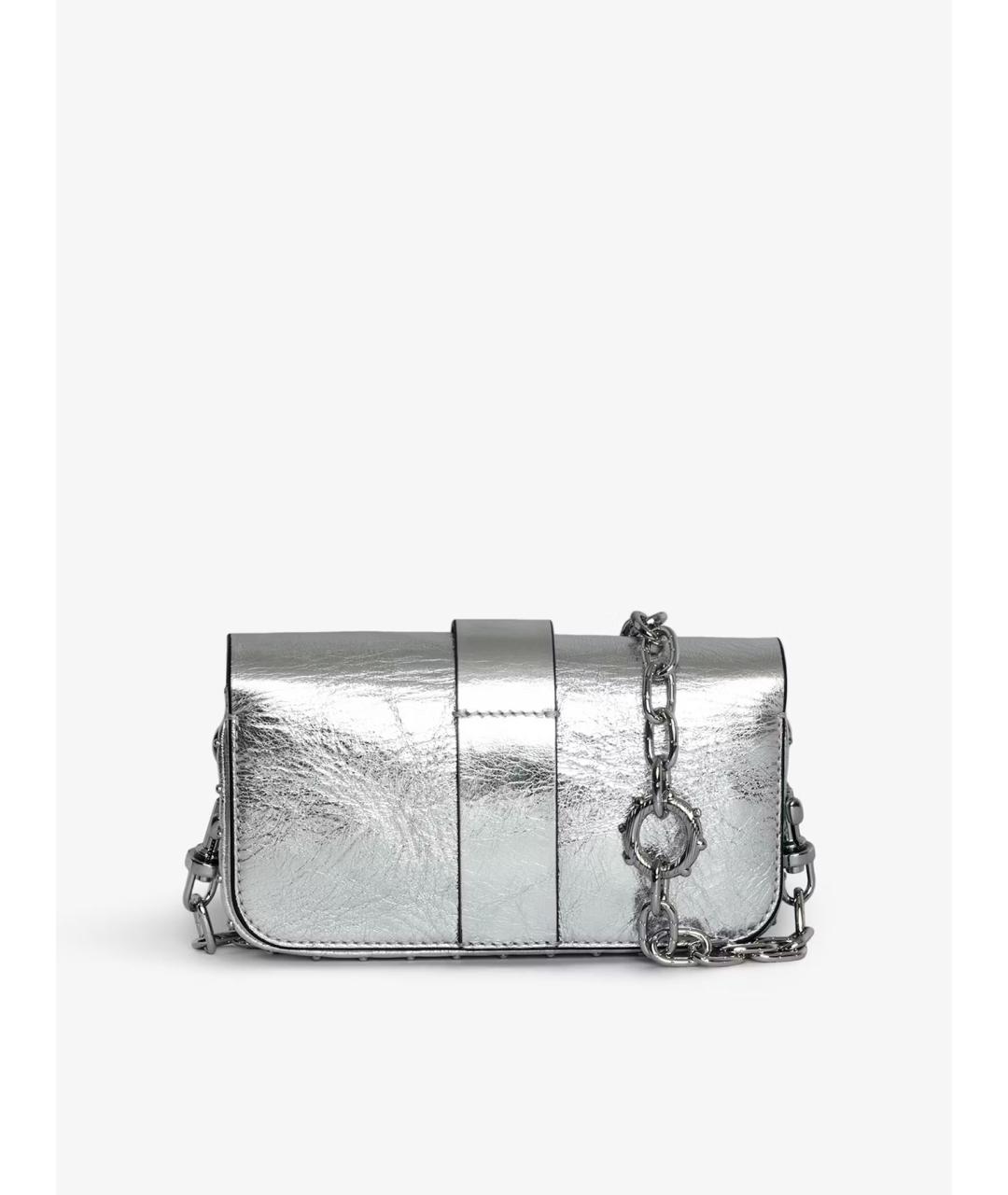 ZADIG & VOLTAIRE Серебряная кожаная сумка через плечо, фото 4
