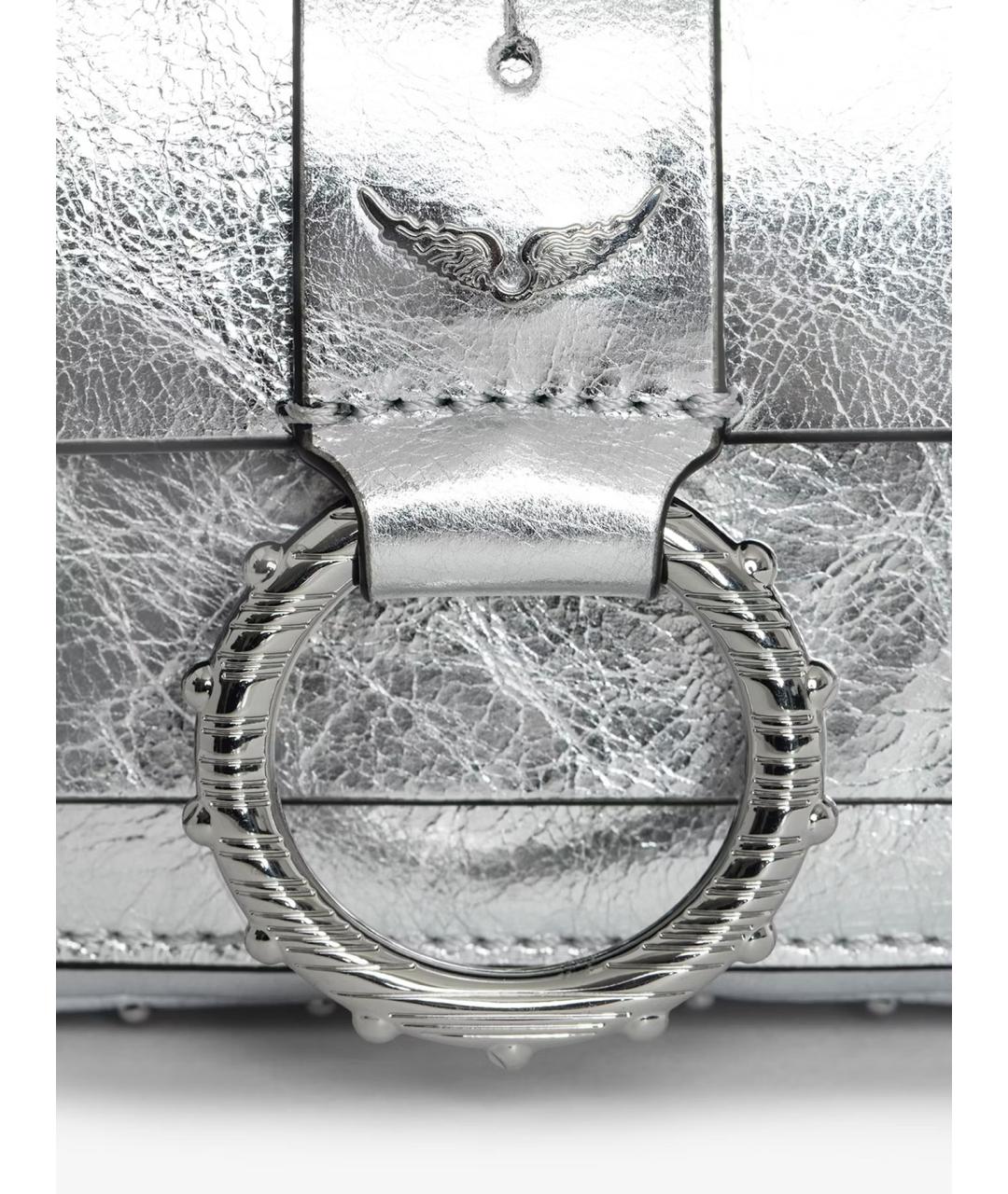 ZADIG & VOLTAIRE Серебряная кожаная сумка через плечо, фото 7