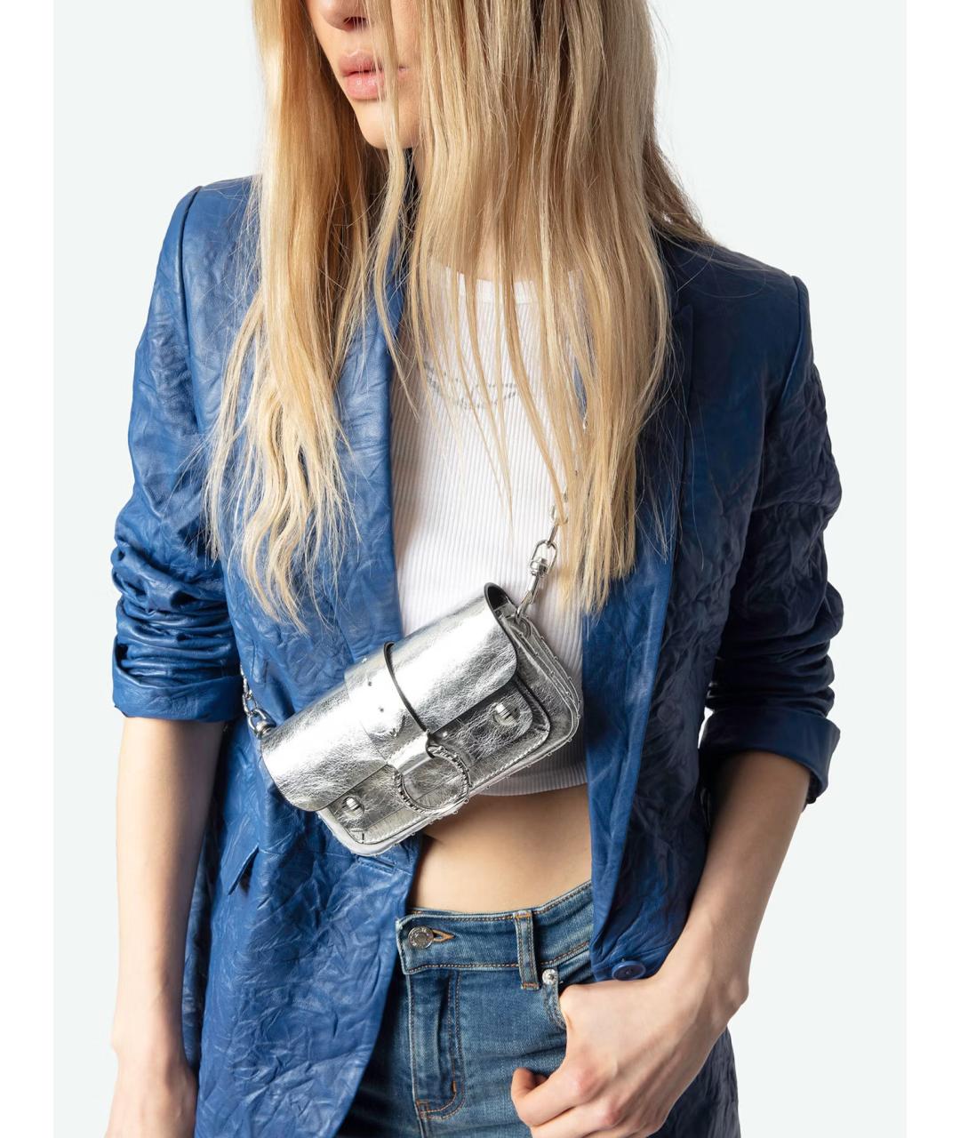 ZADIG & VOLTAIRE Серебряная кожаная сумка через плечо, фото 2