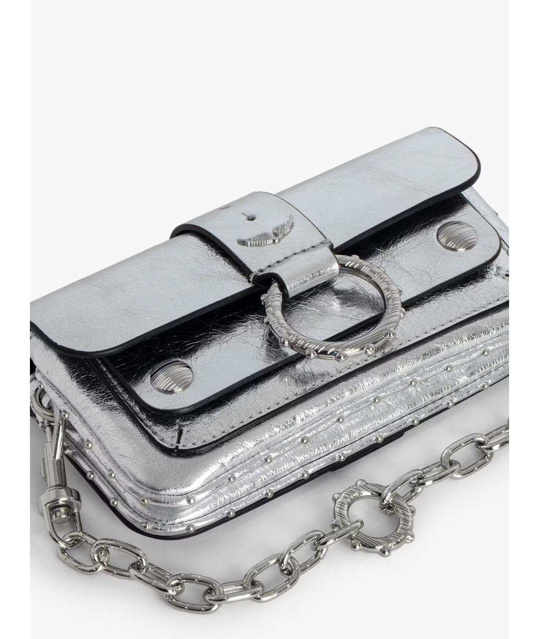 ZADIG & VOLTAIRE Серебряная кожаная сумка через плечо, фото 3