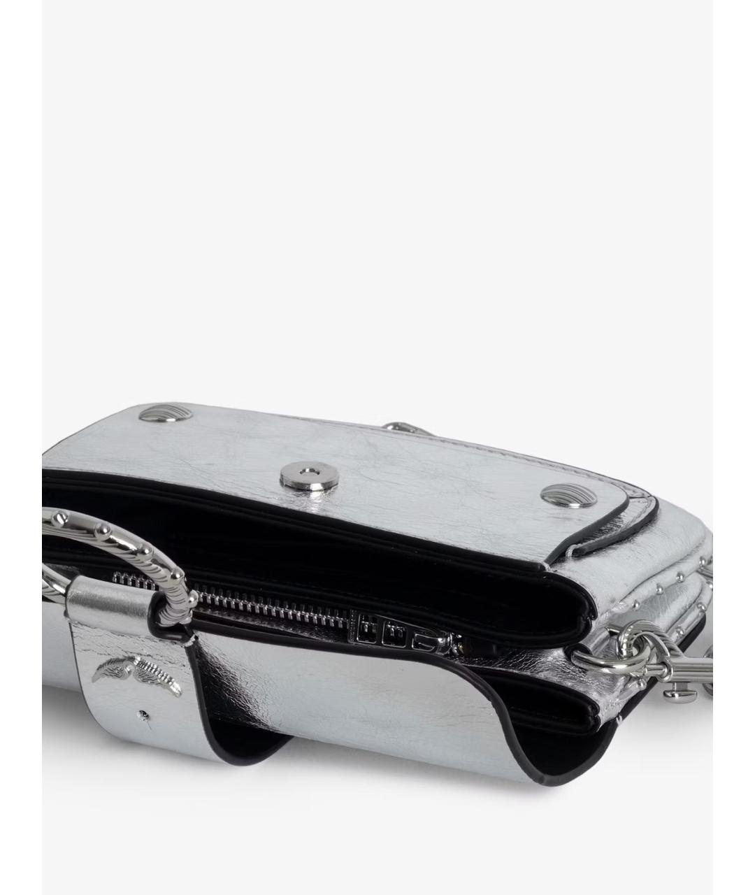 ZADIG & VOLTAIRE Серебряная кожаная сумка через плечо, фото 6