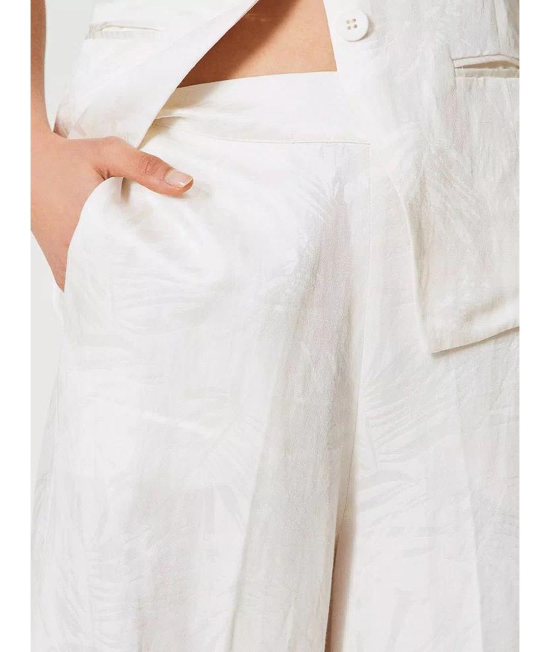 TWIN-SET Белые вискозные брюки широкие, фото 5