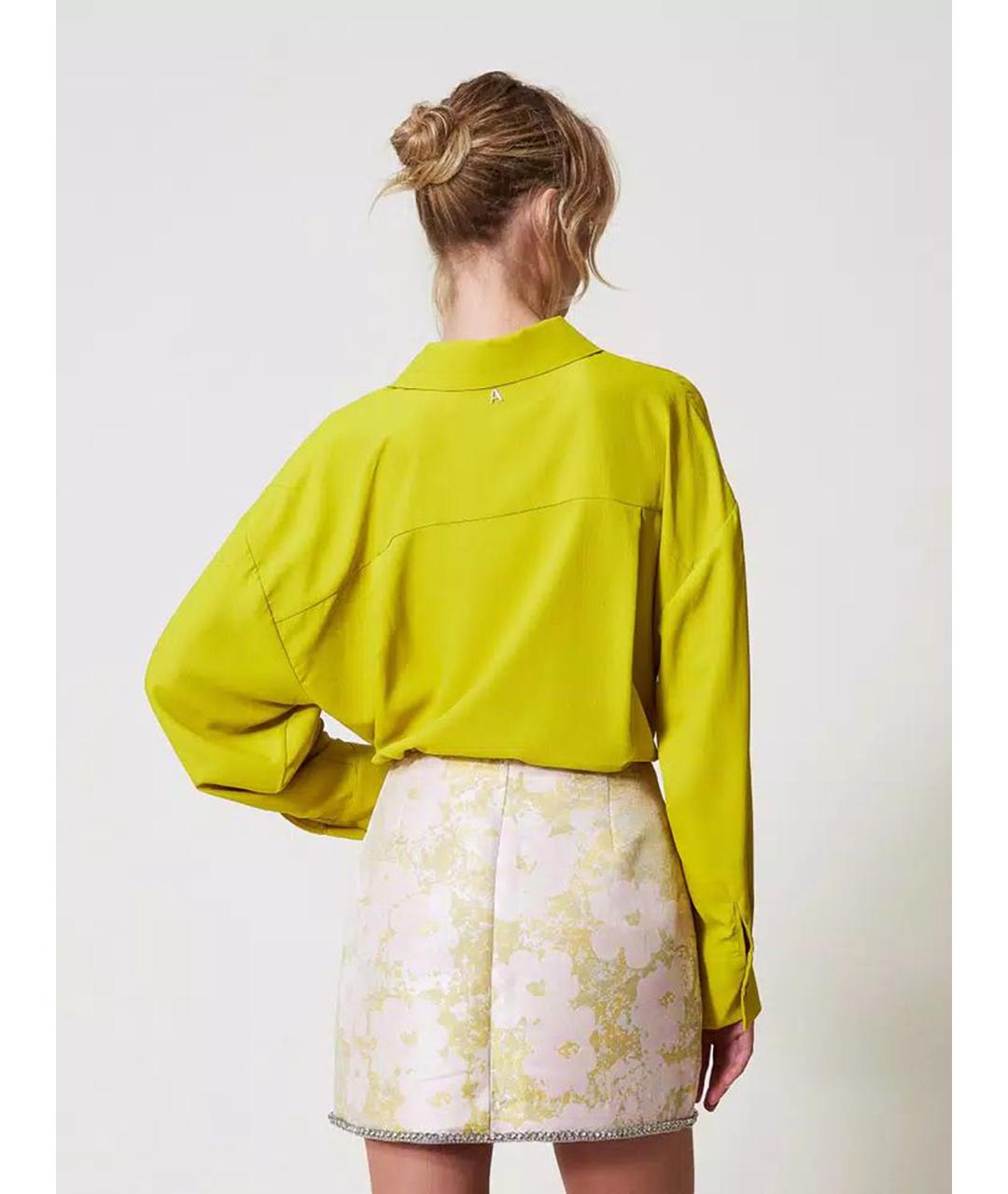 TWIN-SET Желтая полиэстеровая рубашка, фото 5