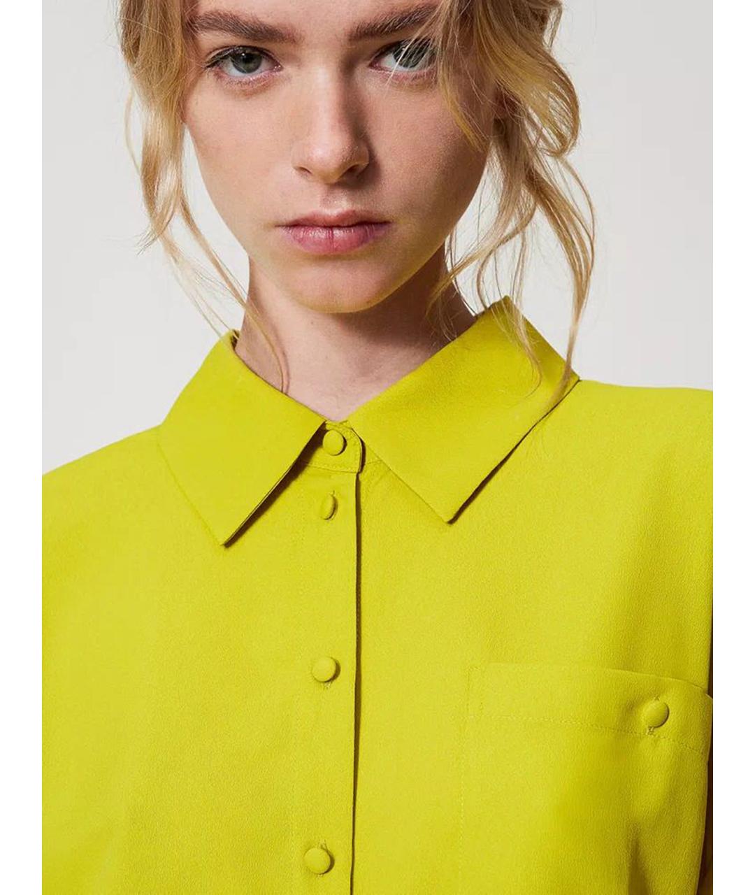 TWIN-SET Желтая полиэстеровая рубашка, фото 6