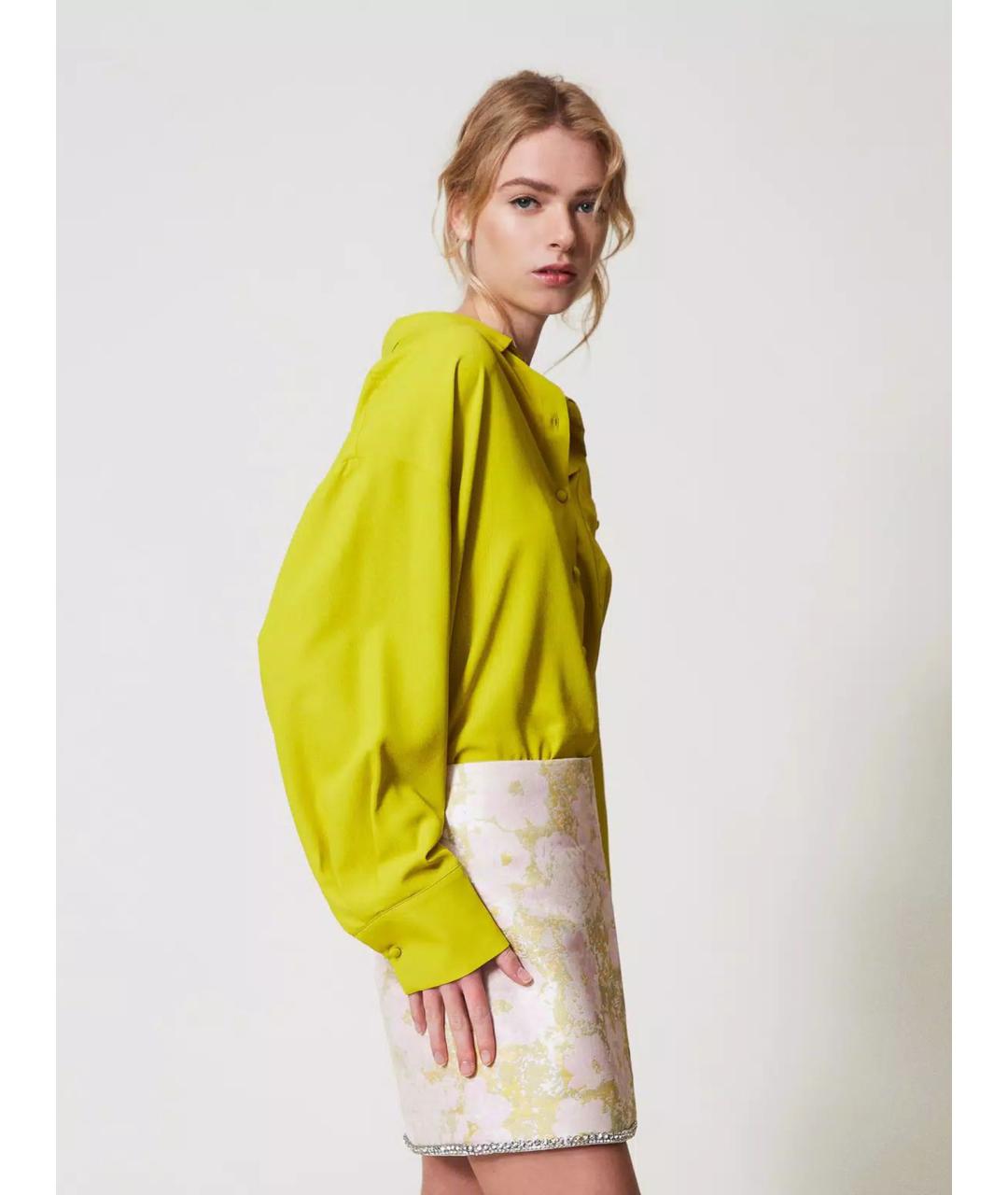 TWIN-SET Желтая полиэстеровая рубашка, фото 4