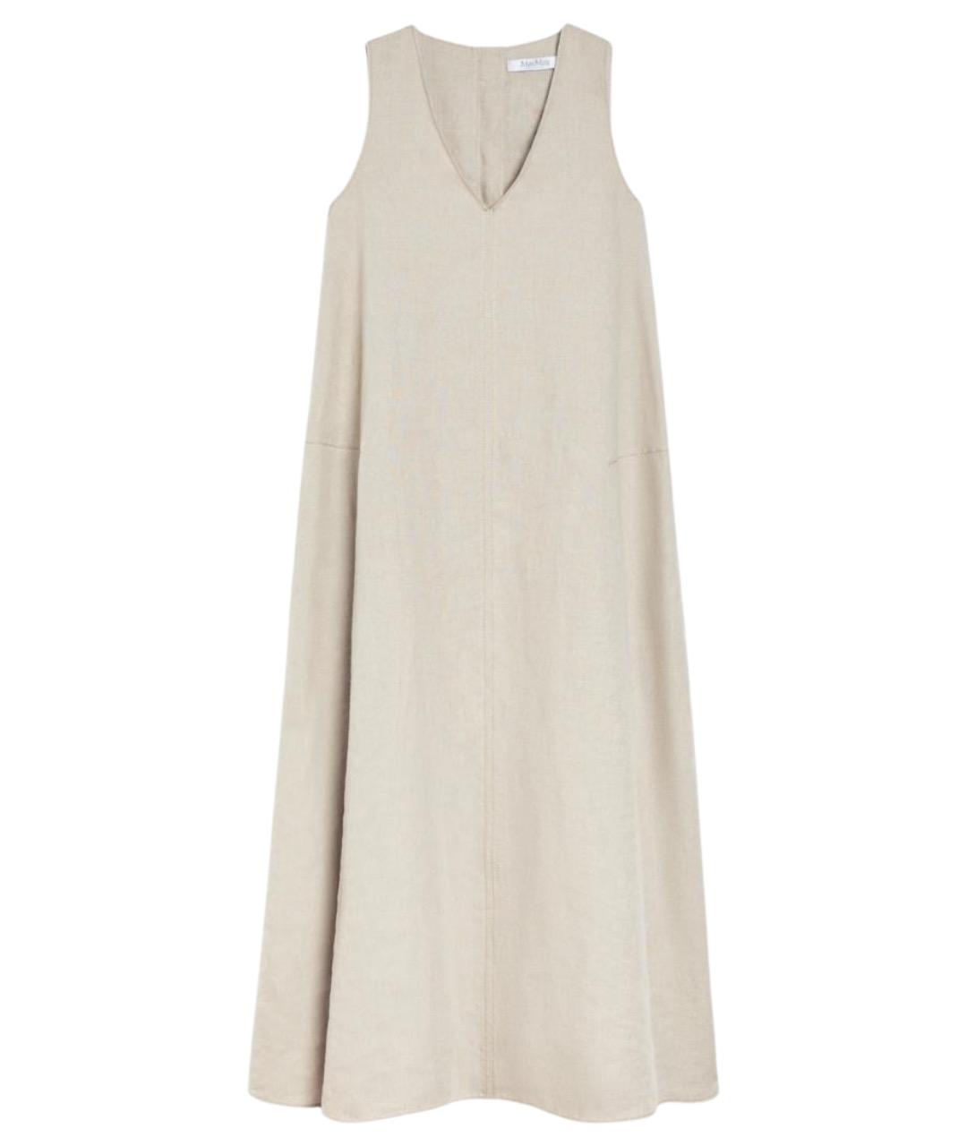 MAX MARA Бежевое льняное повседневное платье, фото 1