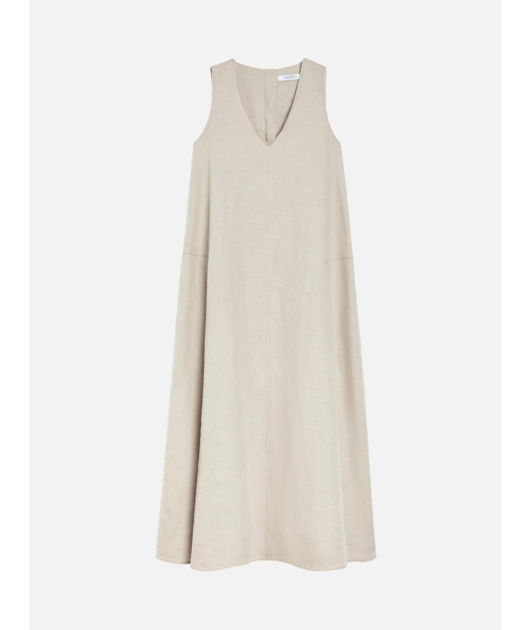 MAX MARA Бежевое льняное повседневное платье, фото 6