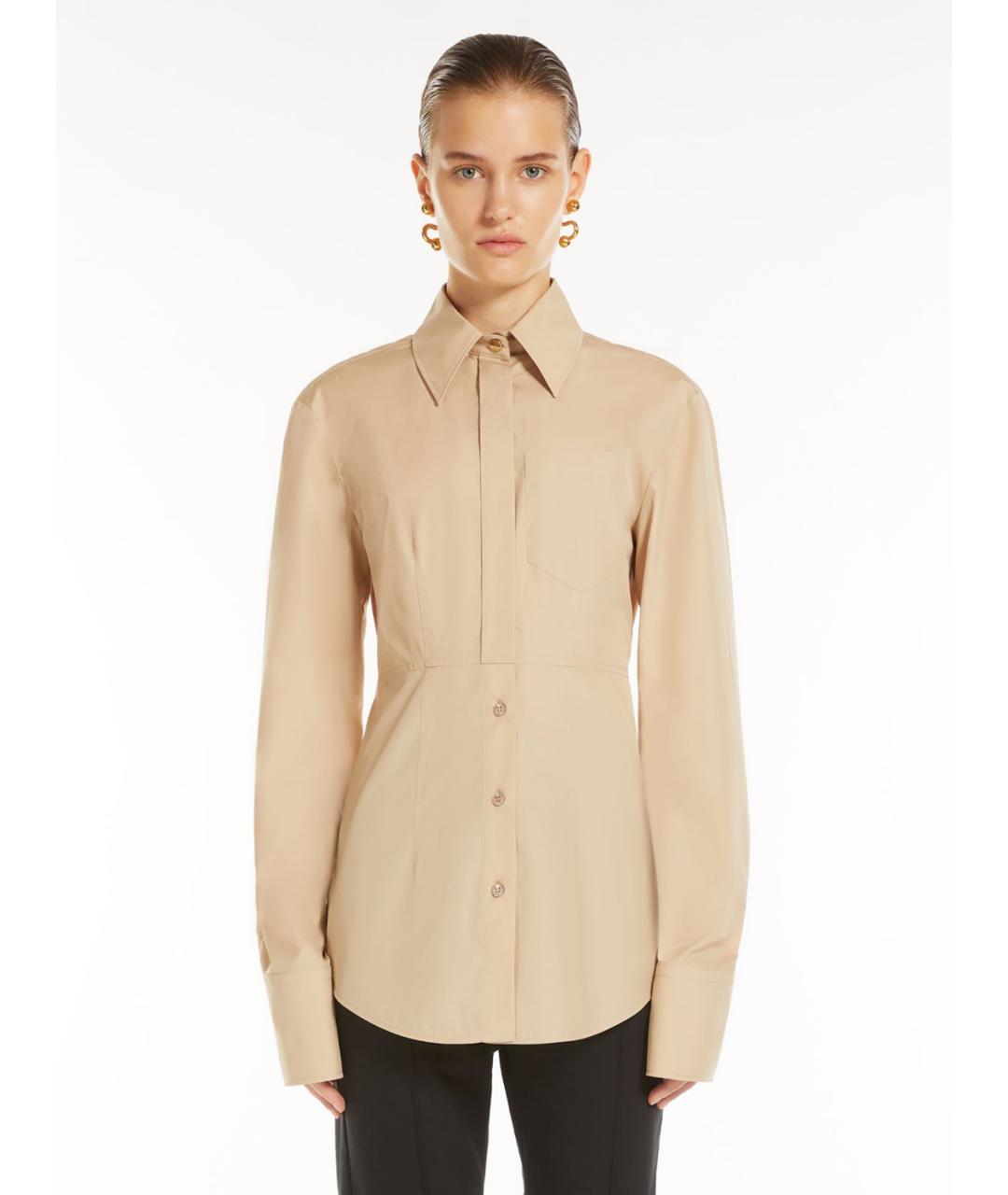 SPORTMAX Бежевая хлопковая рубашка, фото 4