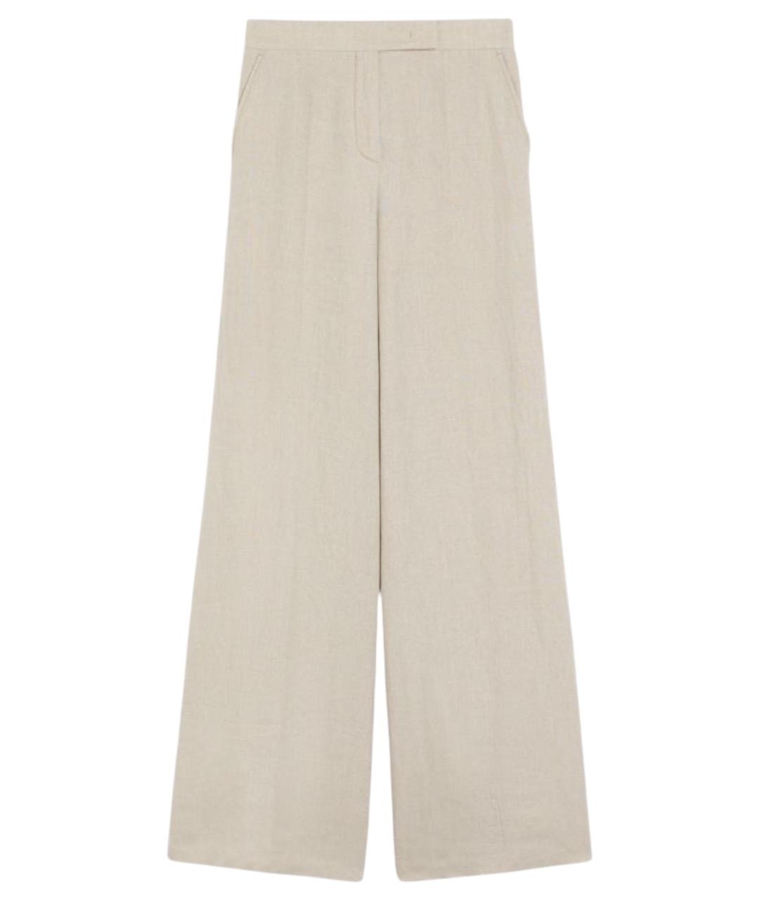 MAX MARA Бежевые льняные брюки широкие, фото 1