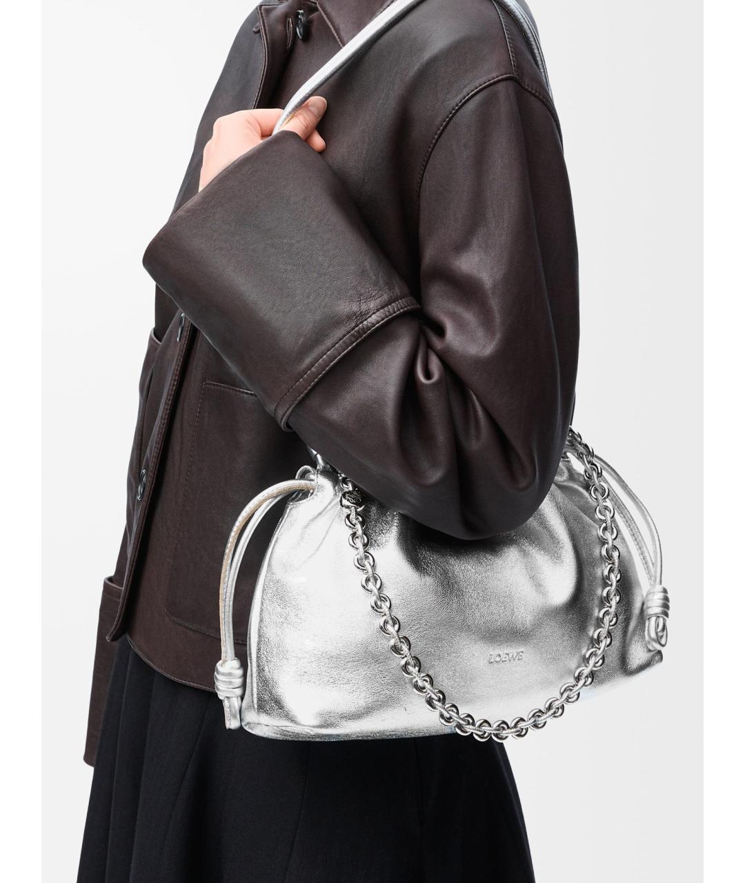 LOEWE Серебряная кожаная сумка через плечо, фото 3
