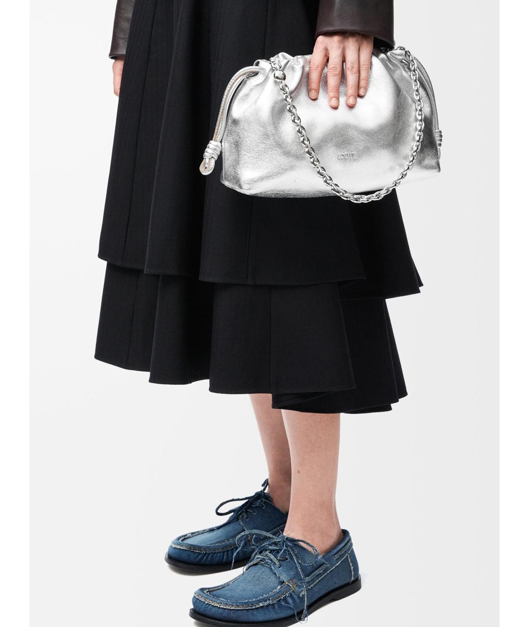 LOEWE Серебряная кожаная сумка через плечо, фото 2
