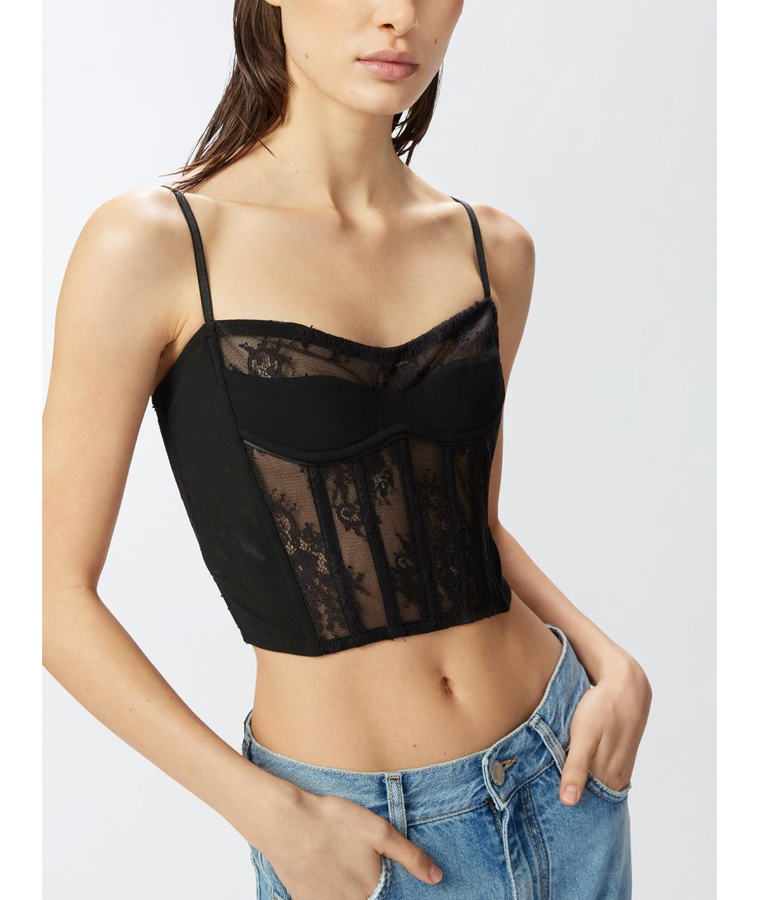 PINKO Черная полиамидовая майка, фото 5