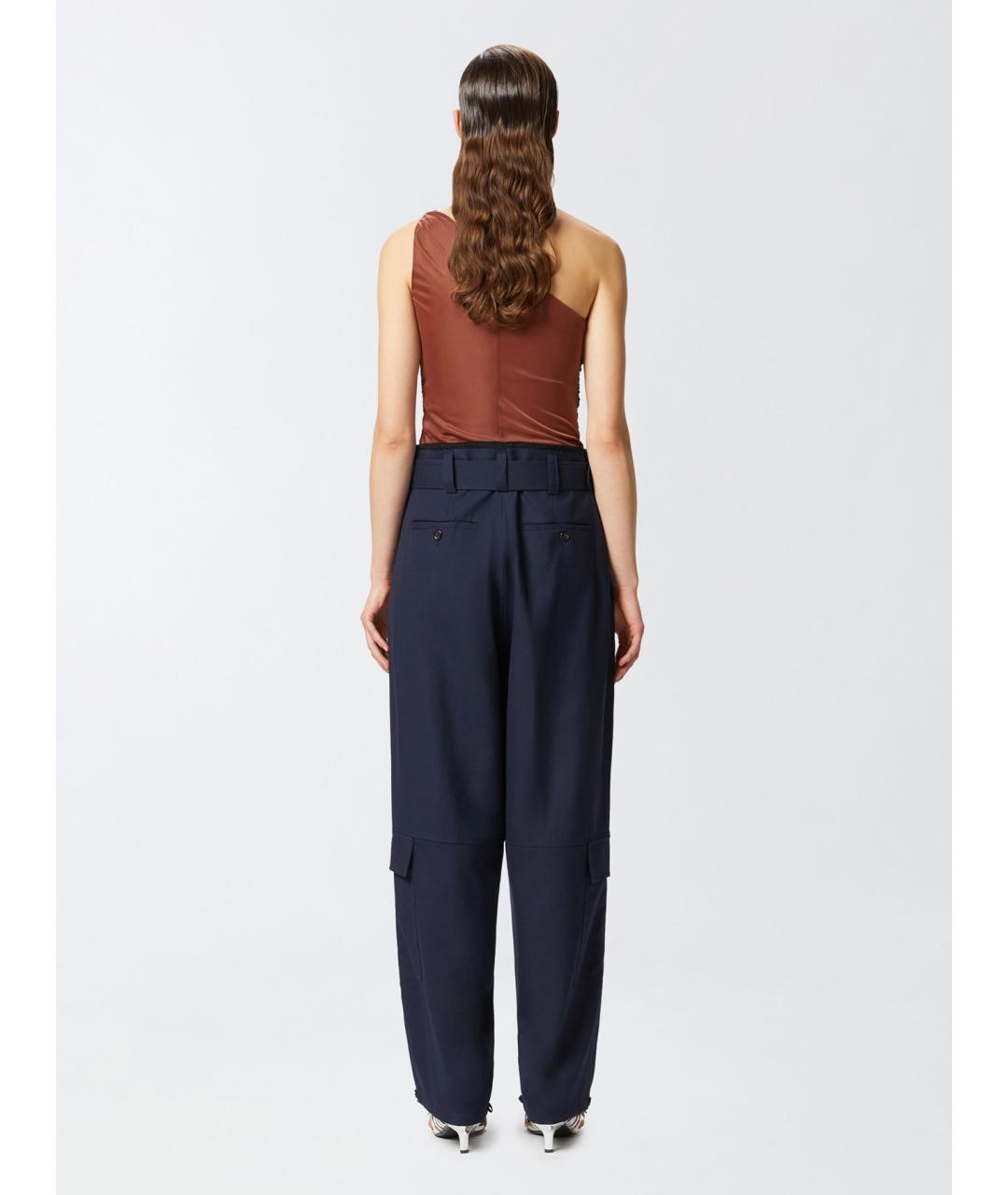 PINKO Синие шерстяные прямые брюки, фото 4