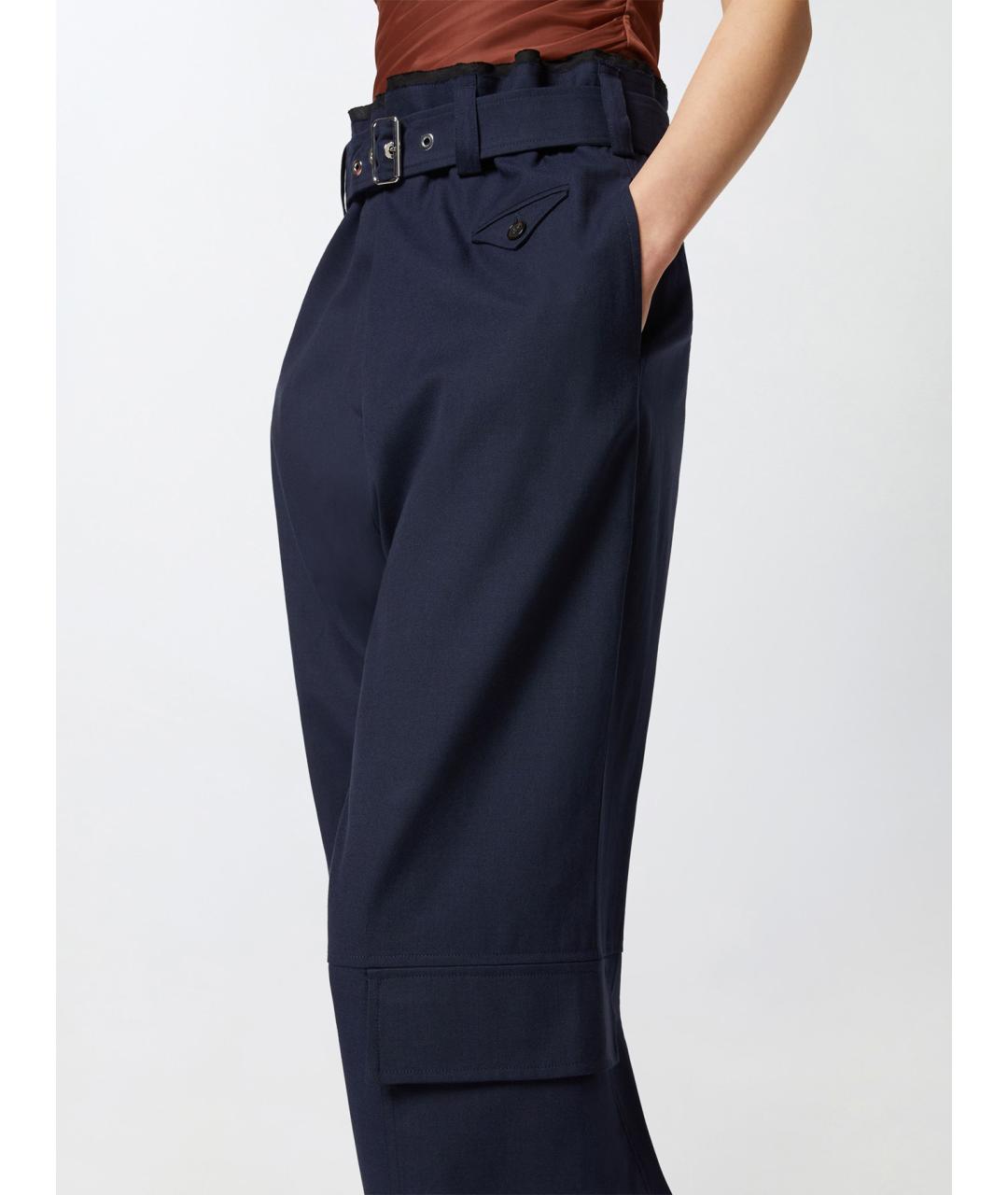 PINKO Синие шерстяные прямые брюки, фото 5