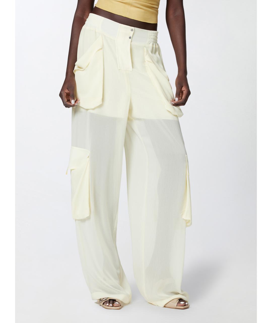 PINKO Белые полиэстеровые прямые брюки, фото 3