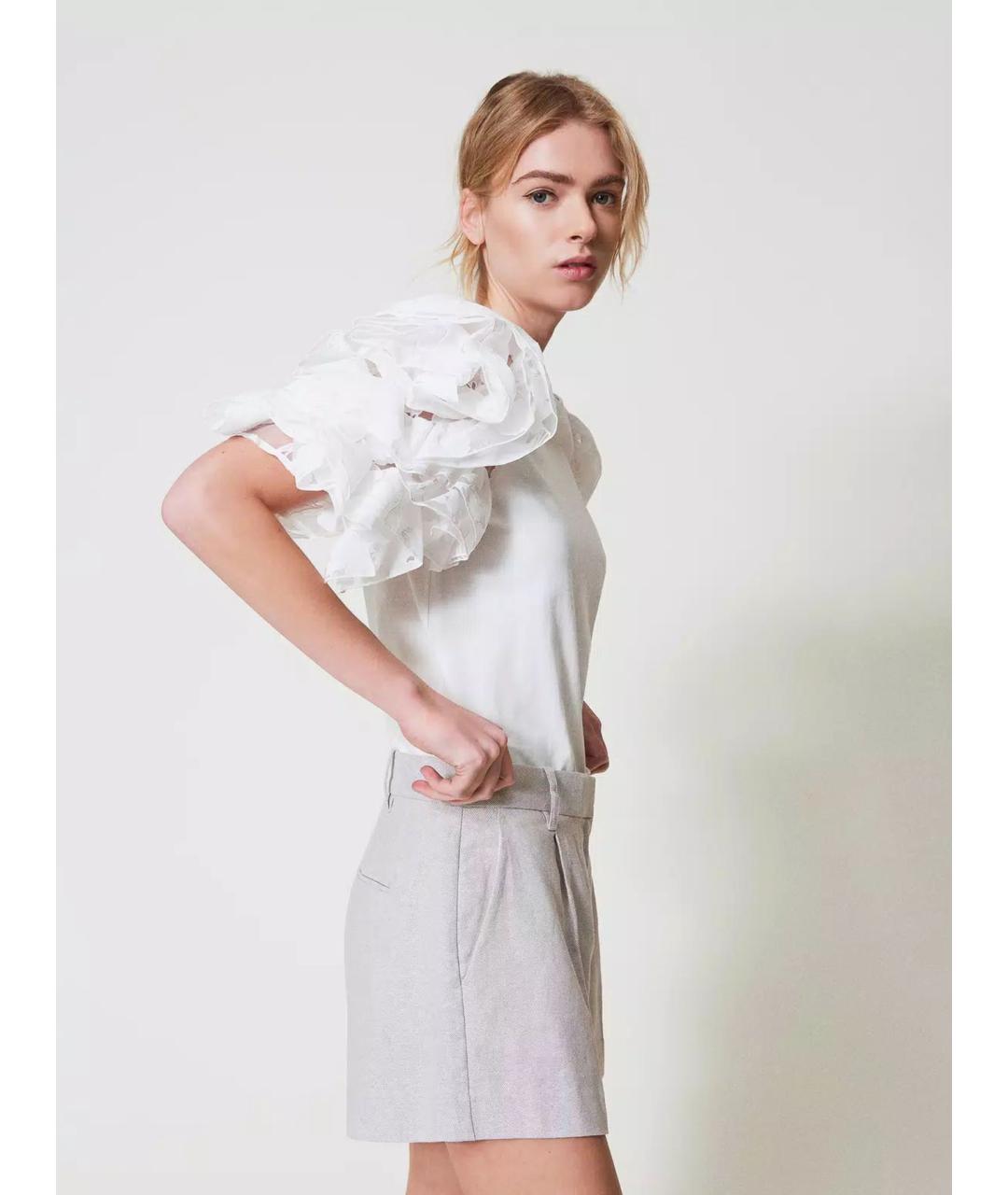 TWIN-SET Белые шерстяные шорты, фото 3