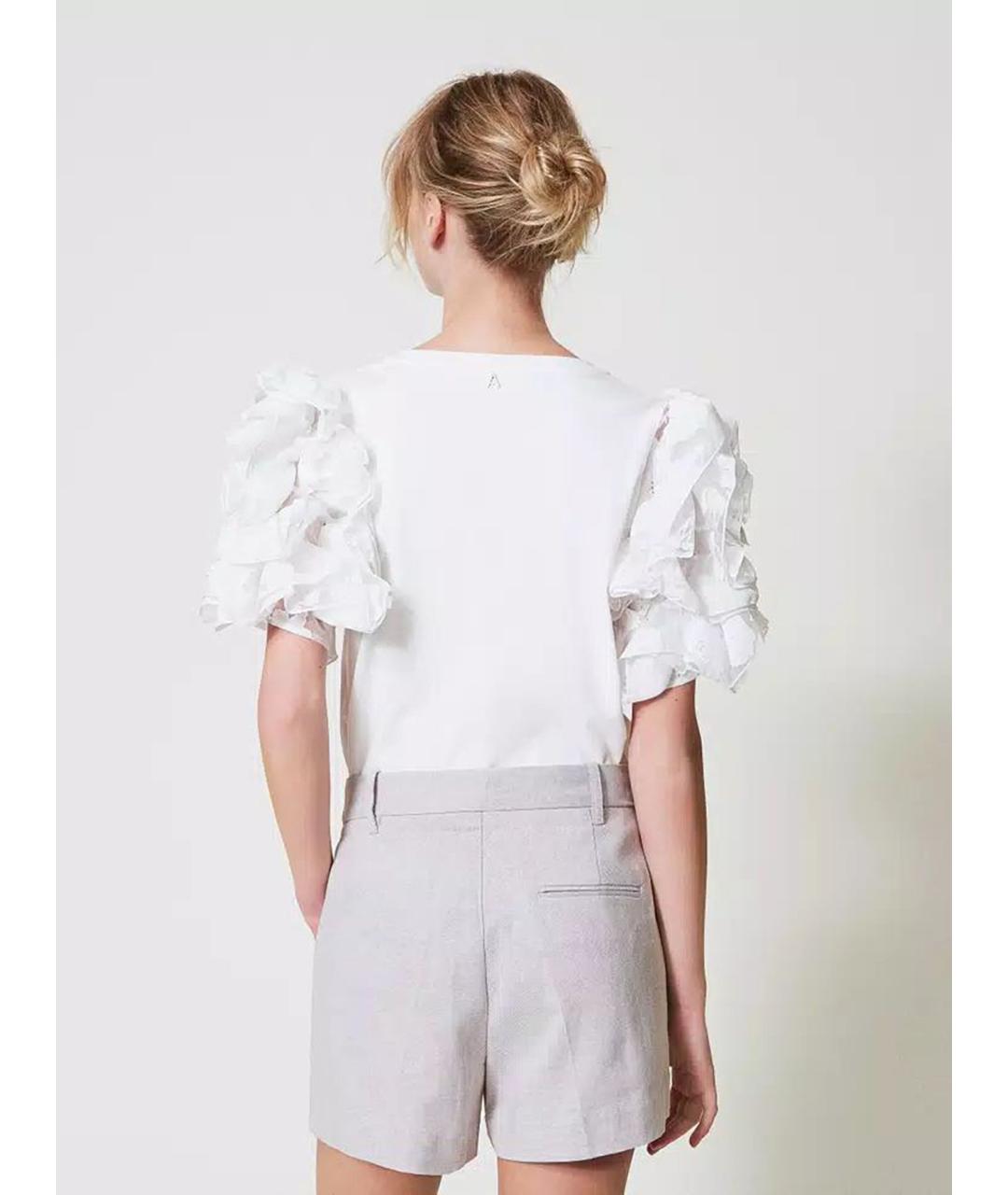 TWIN-SET Белые шерстяные шорты, фото 4