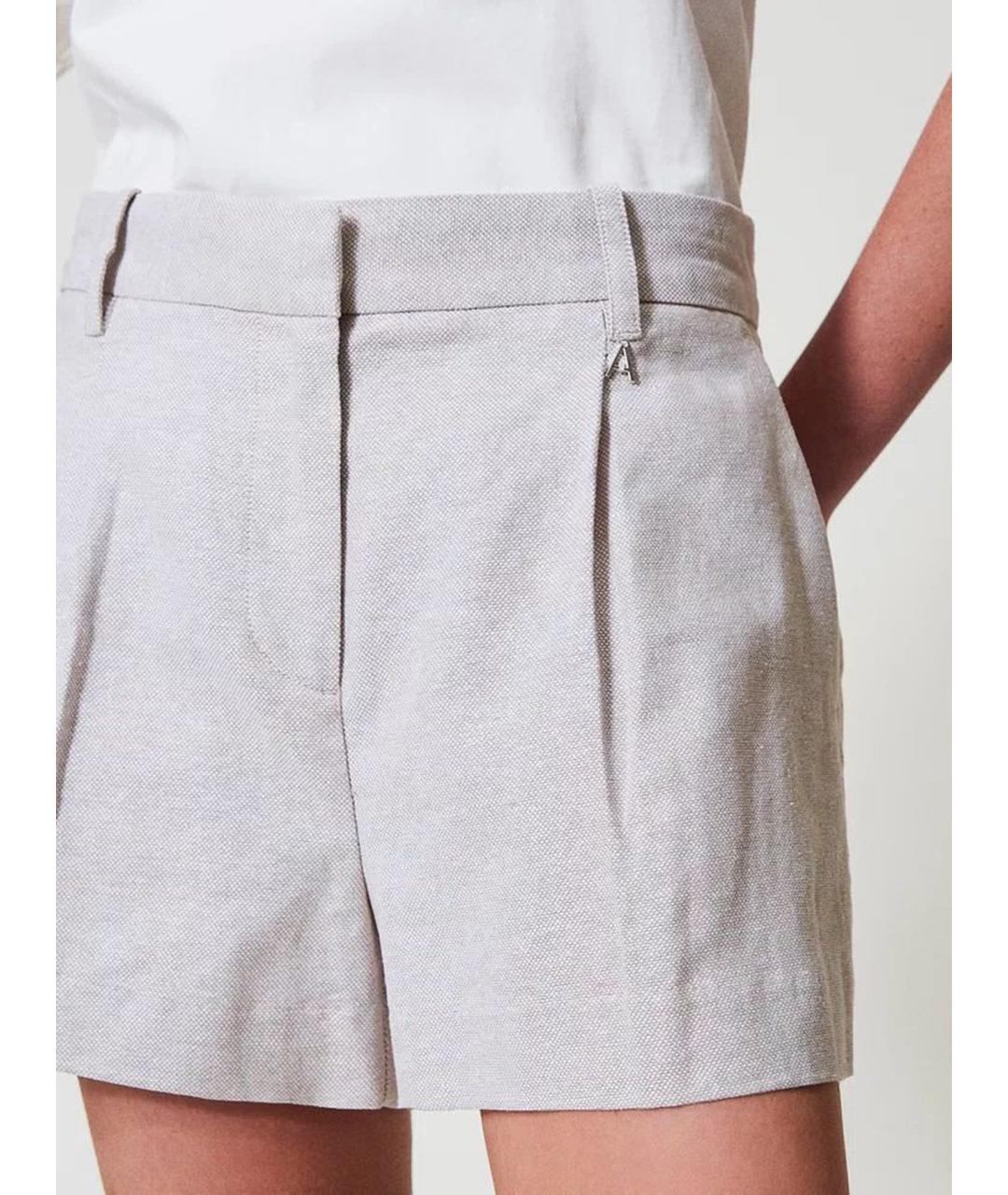 TWIN-SET Белые шерстяные шорты, фото 5