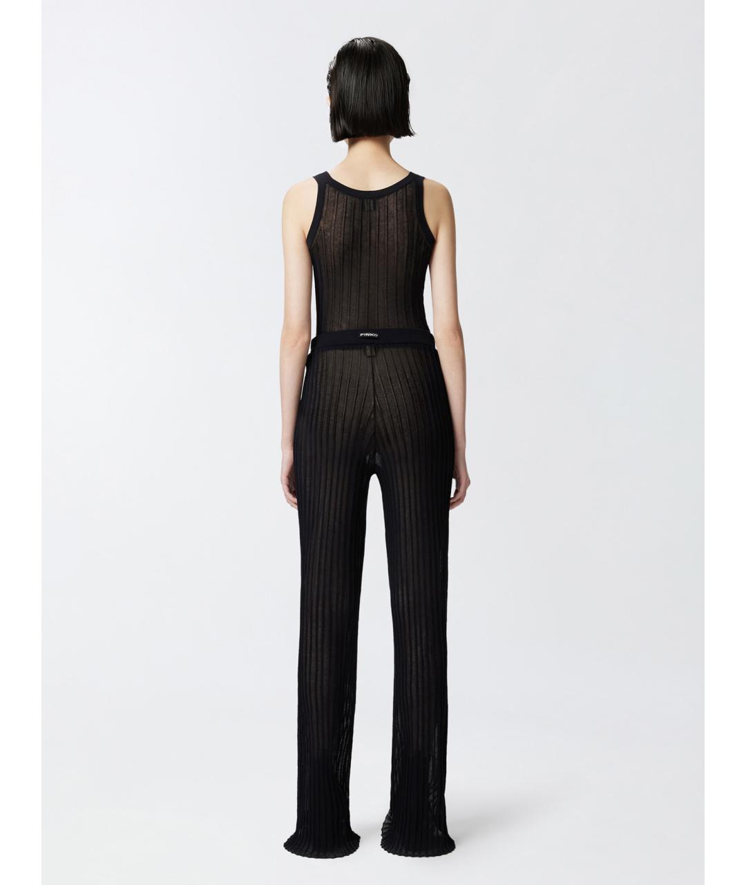 PINKO Черные хлопковые брюки широкие, фото 4