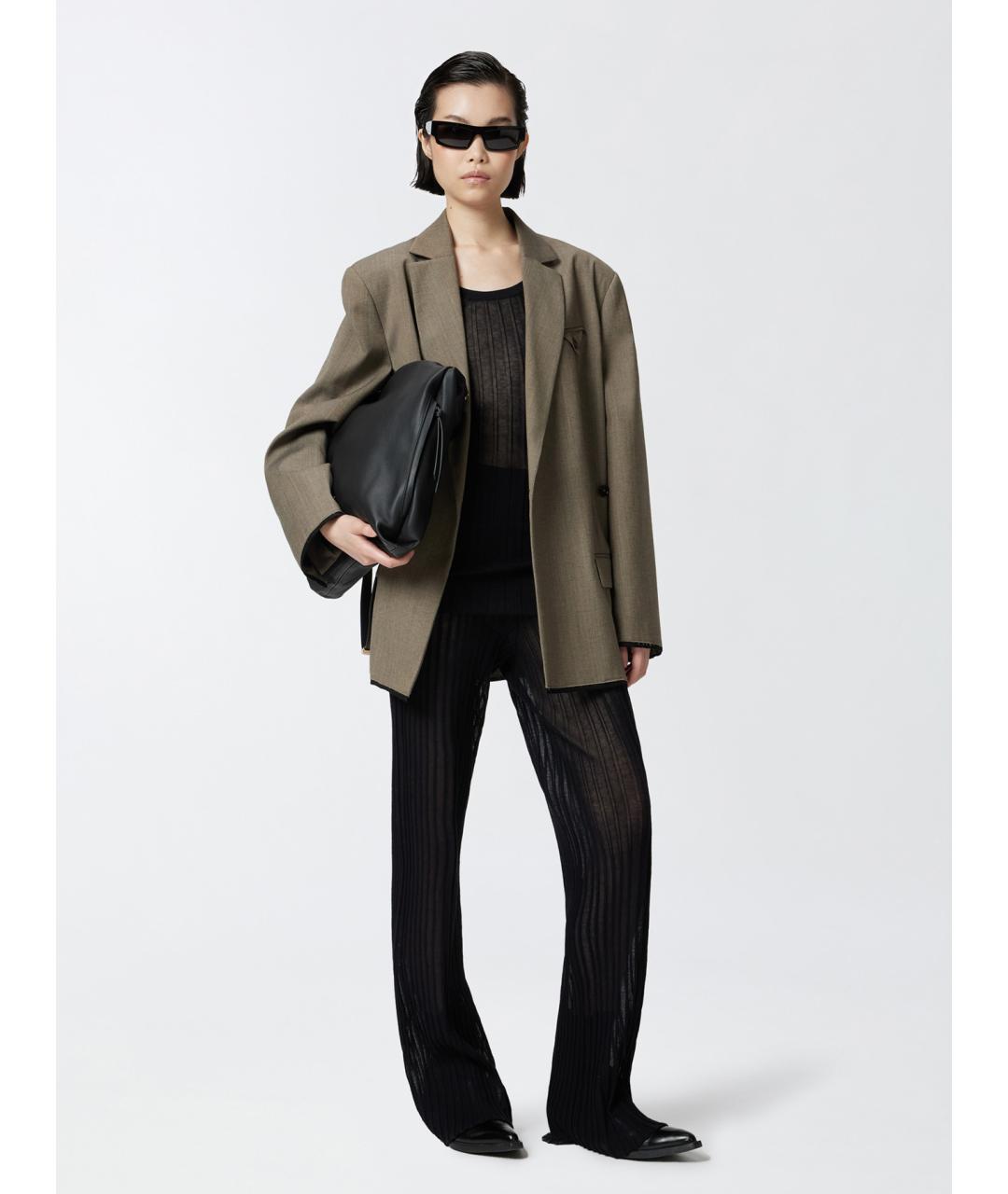 PINKO Черные хлопковые брюки широкие, фото 2