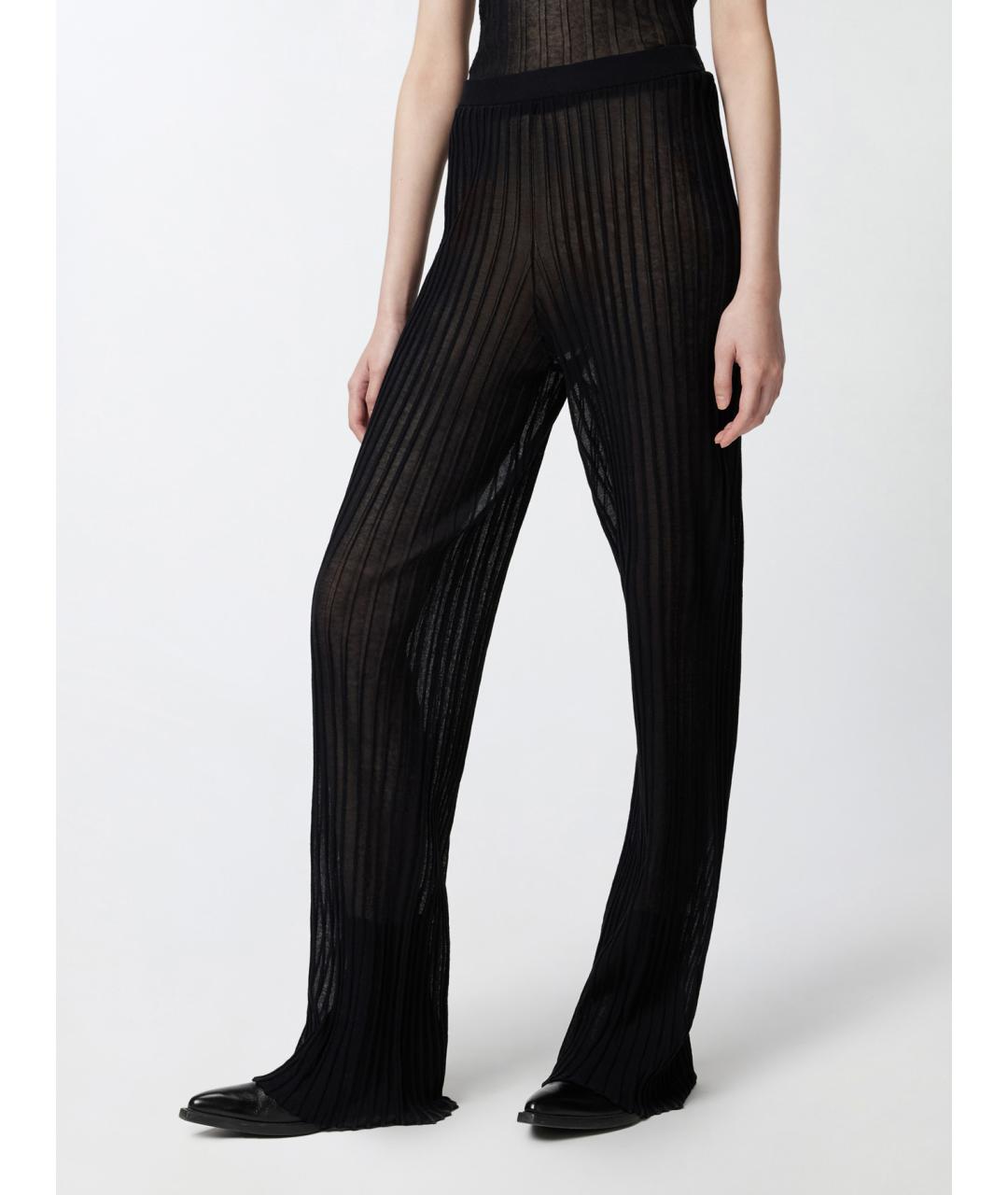 PINKO Черные хлопковые брюки широкие, фото 3