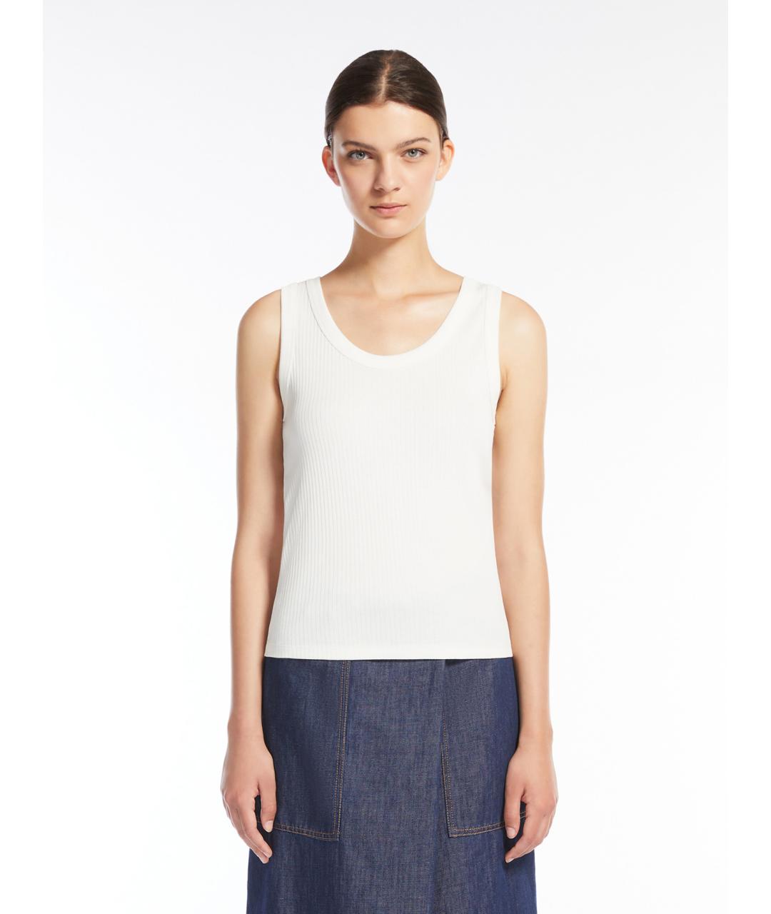 WEEKEND MAX MARA Белая хлопковая майка, фото 2
