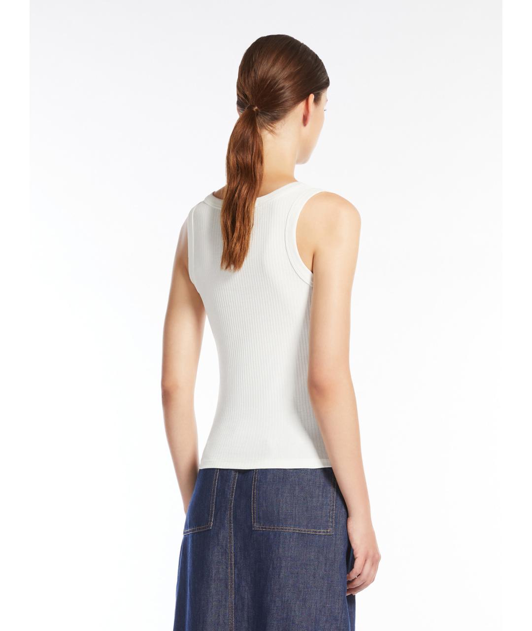 WEEKEND MAX MARA Белая хлопковая майка, фото 3