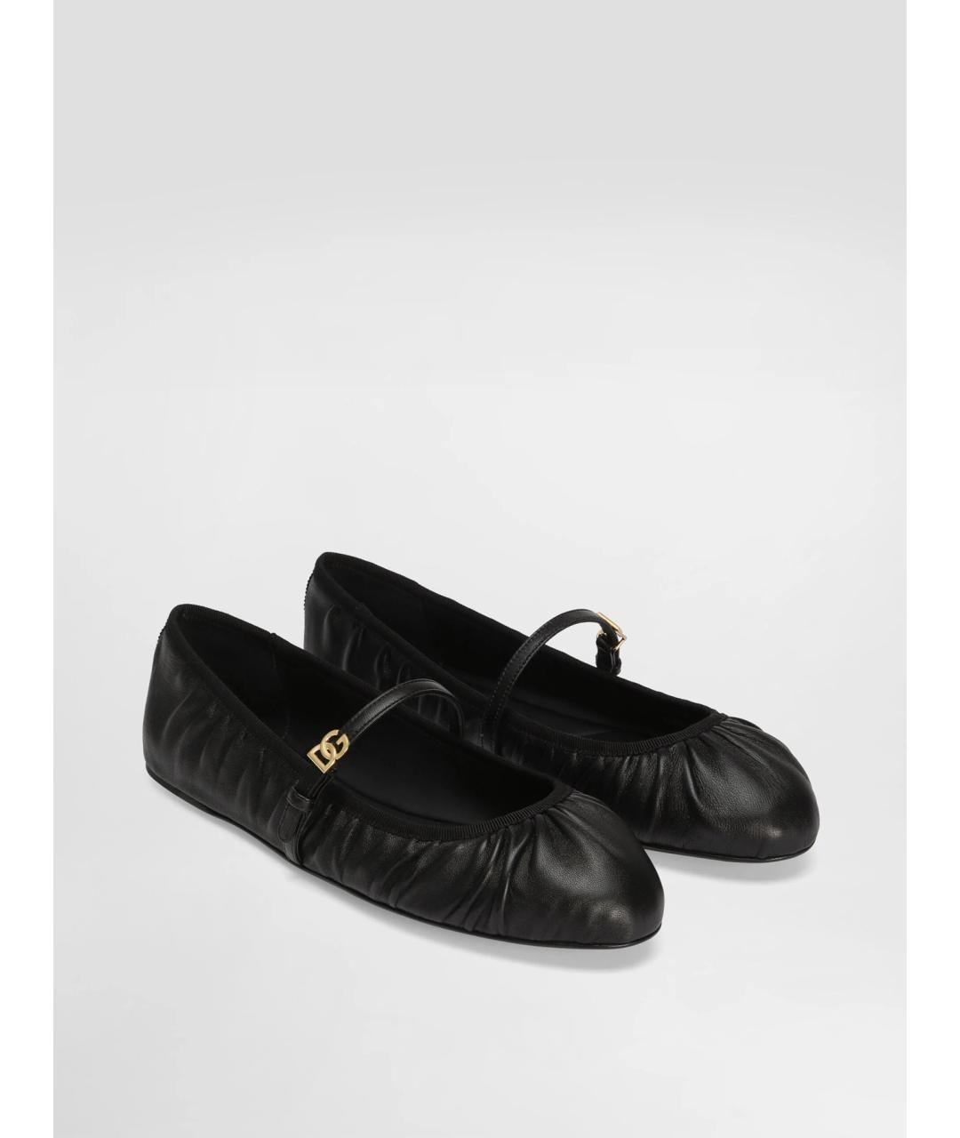 DOLCE&GABBANA Черные кожаные балетки, фото 2