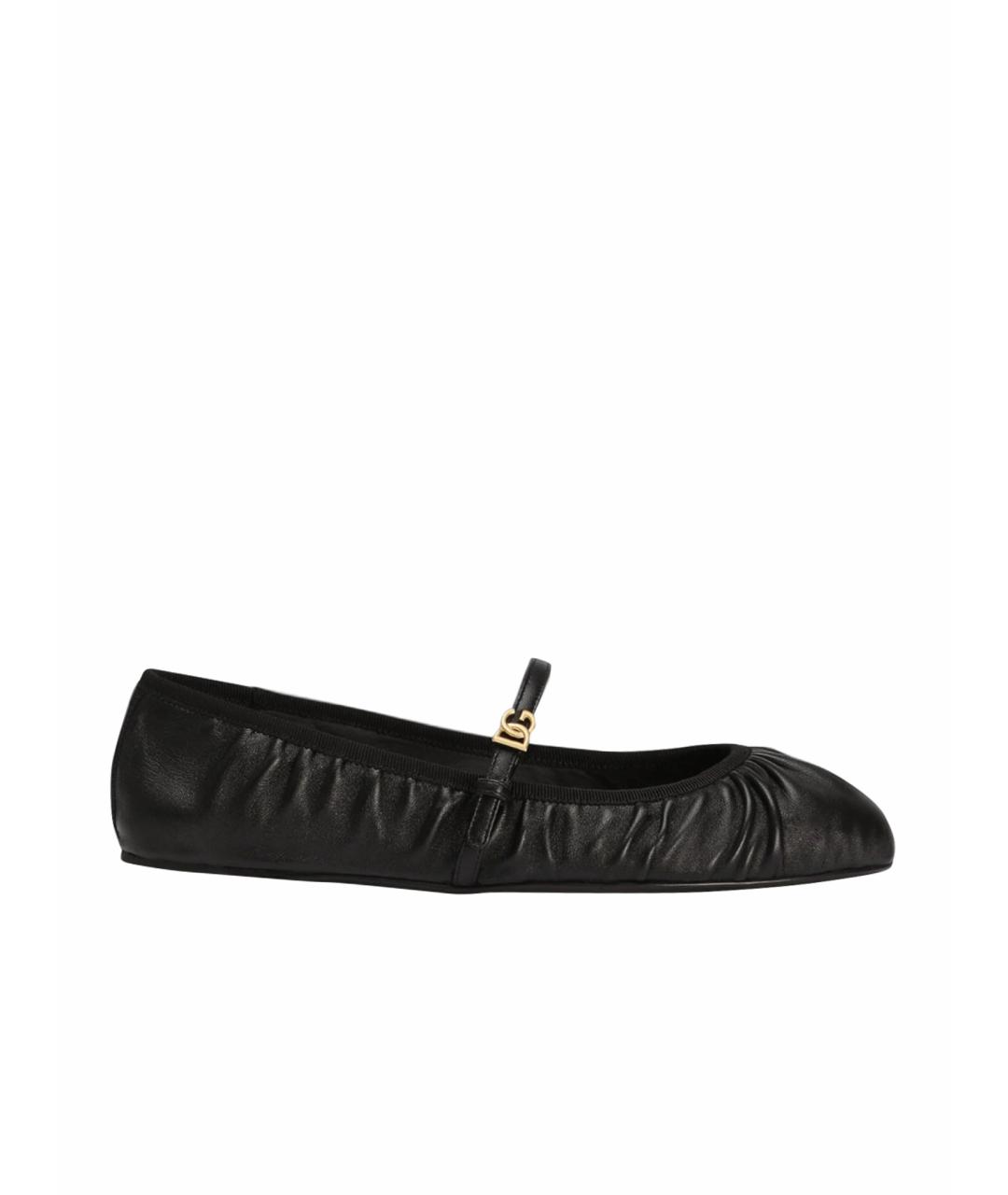 DOLCE&GABBANA Черные кожаные балетки, фото 1