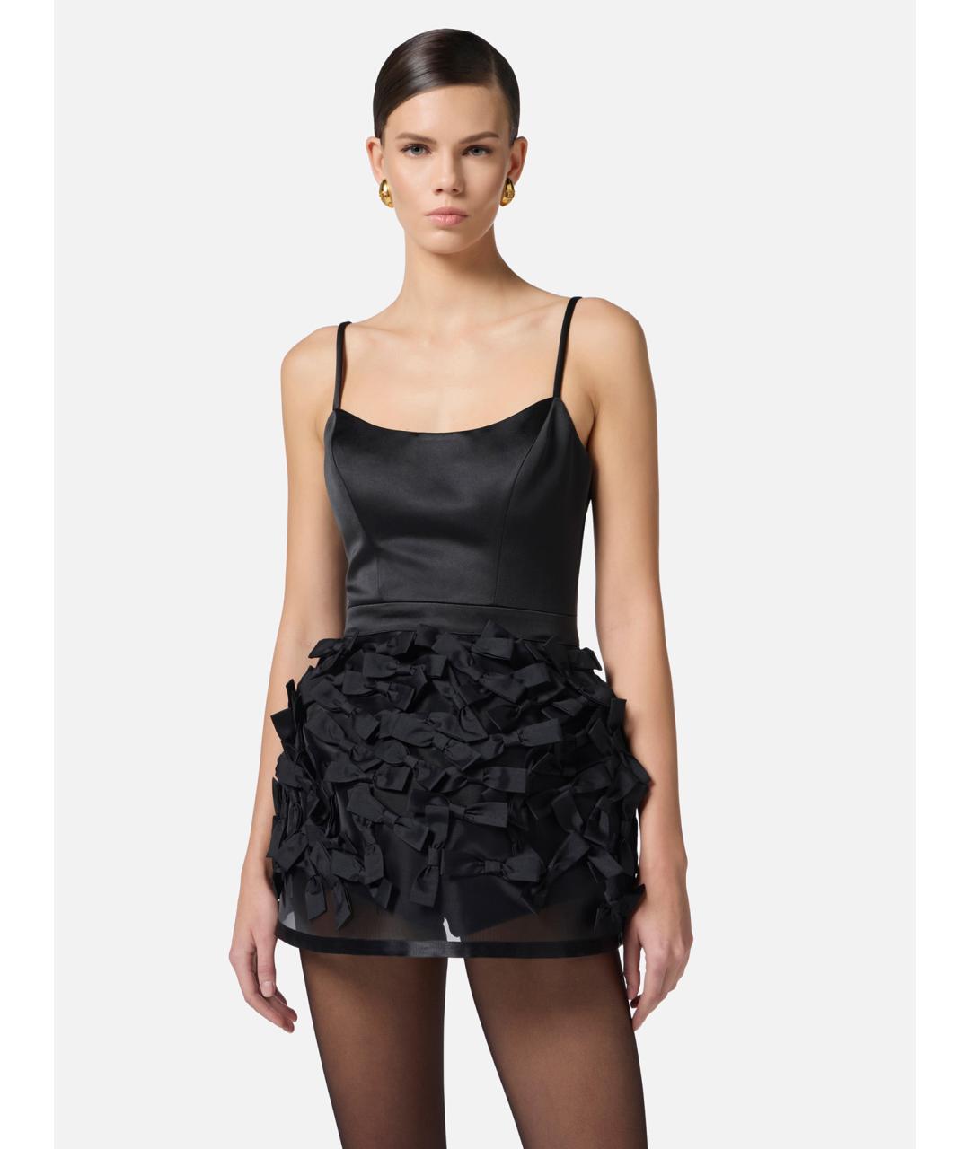 ELISABETTA FRANCHI Черное полиэстеровое коктейльное платье, фото 3