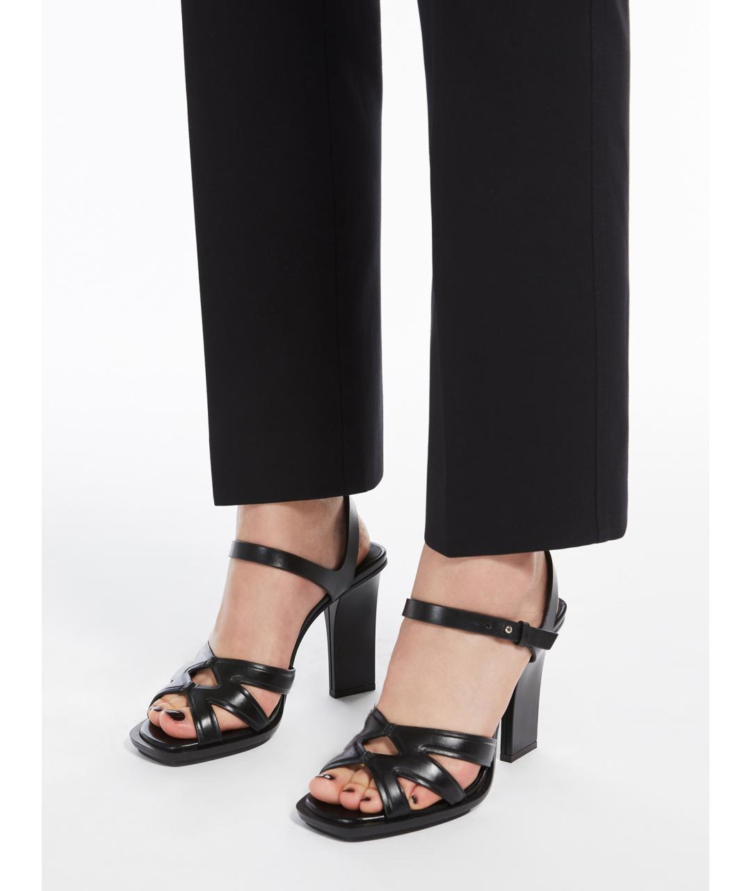 MAX MARA Черные кожаные босоножки, фото 5